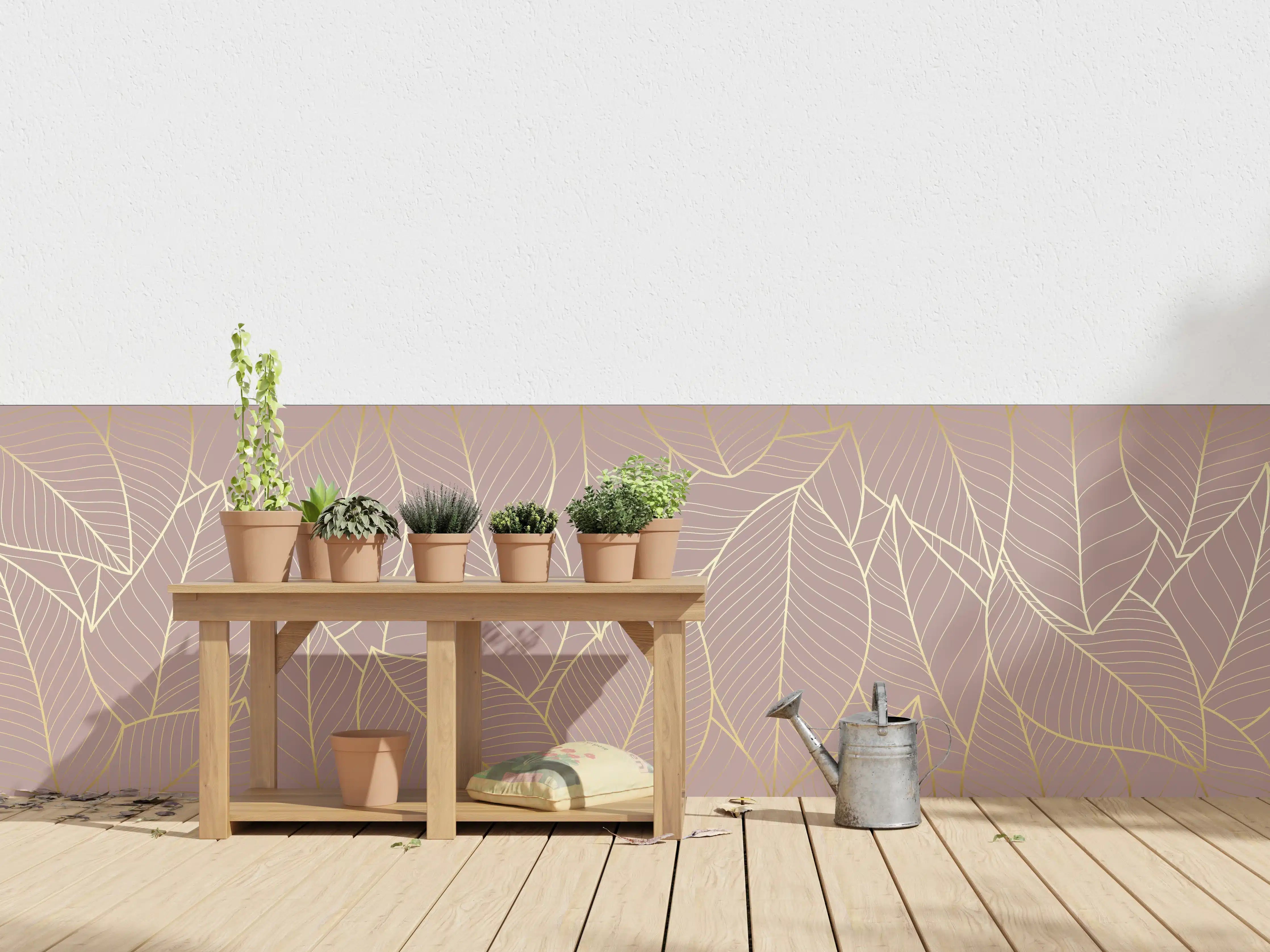 Wandverkleidung außen - Beige Blattgold Struktur