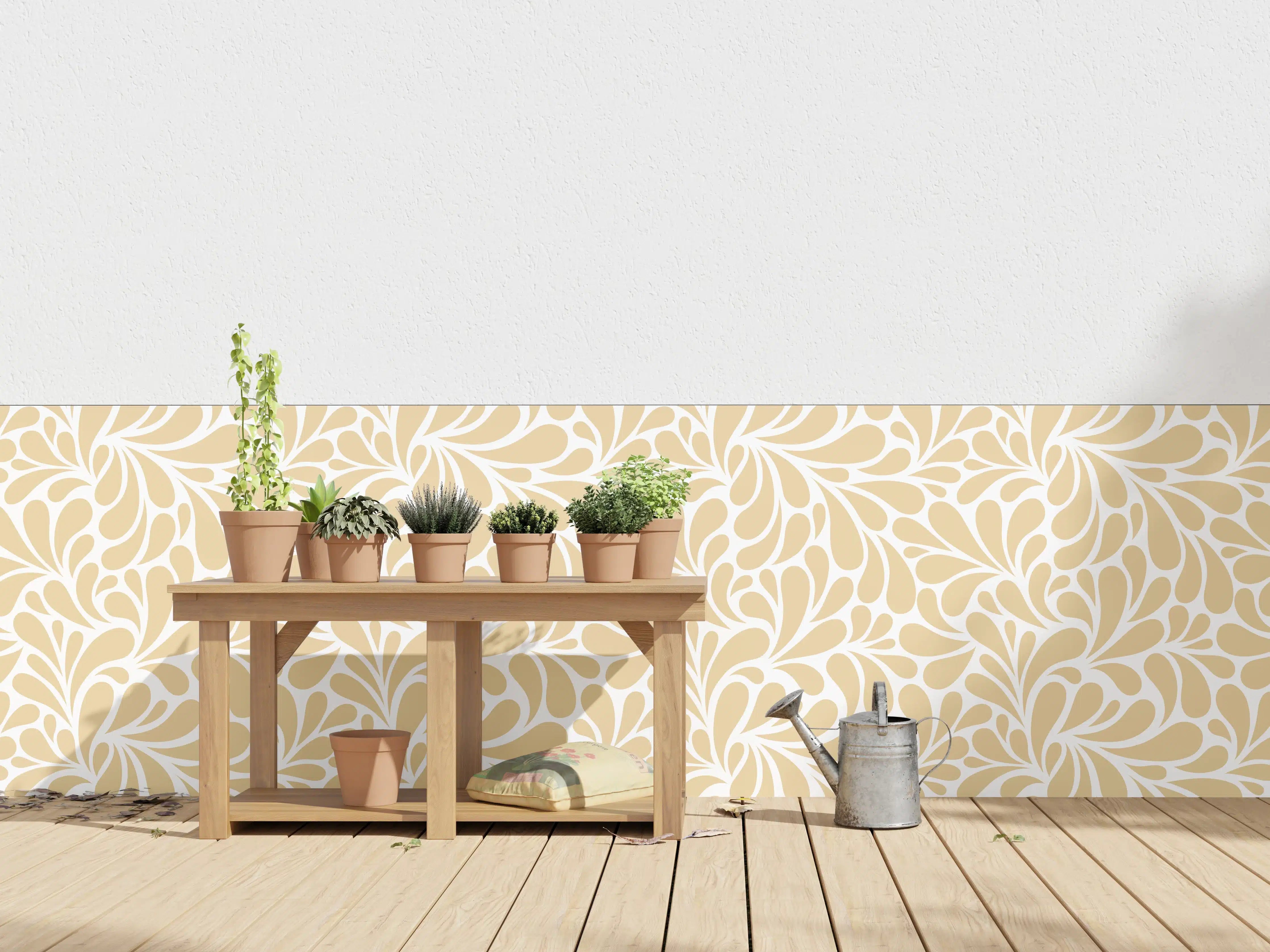 Wandverkleidung außen - Beige-Blumenmuster-Design