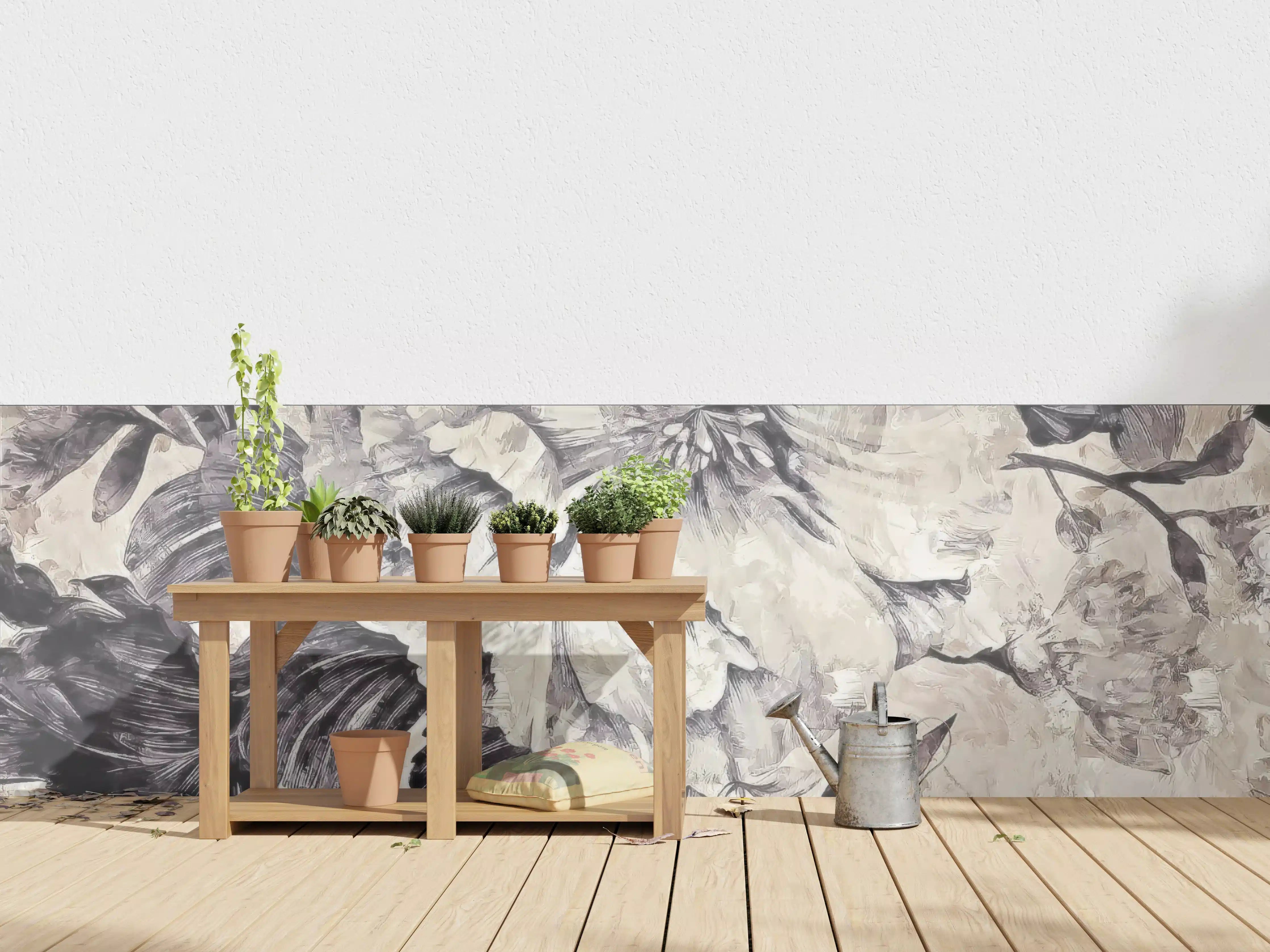 Wandverkleidung außen - Beige Blumenmuster Textur