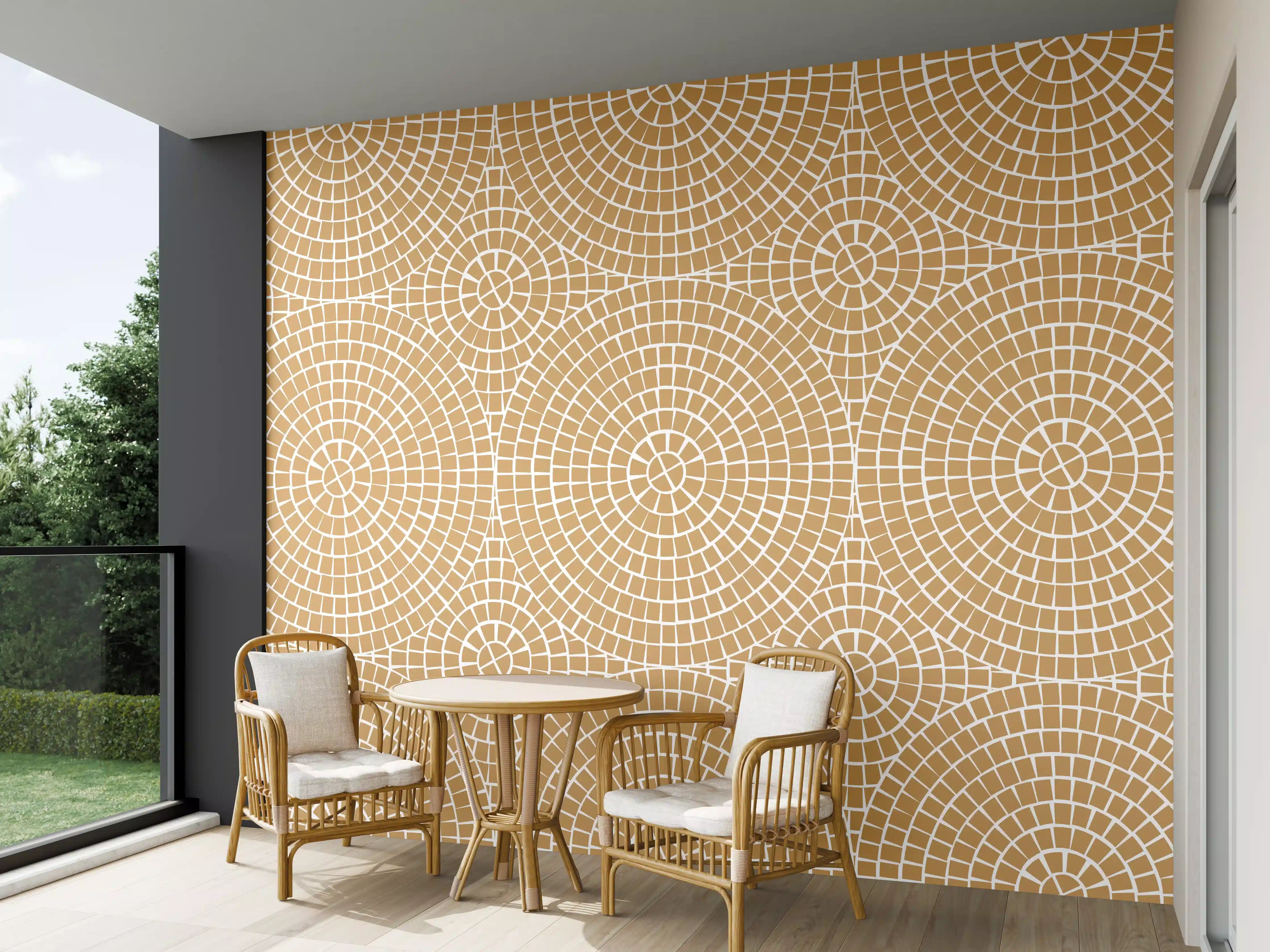 Wandverkleidung außen - Beige Mosaikfliese mit warmen Tönen