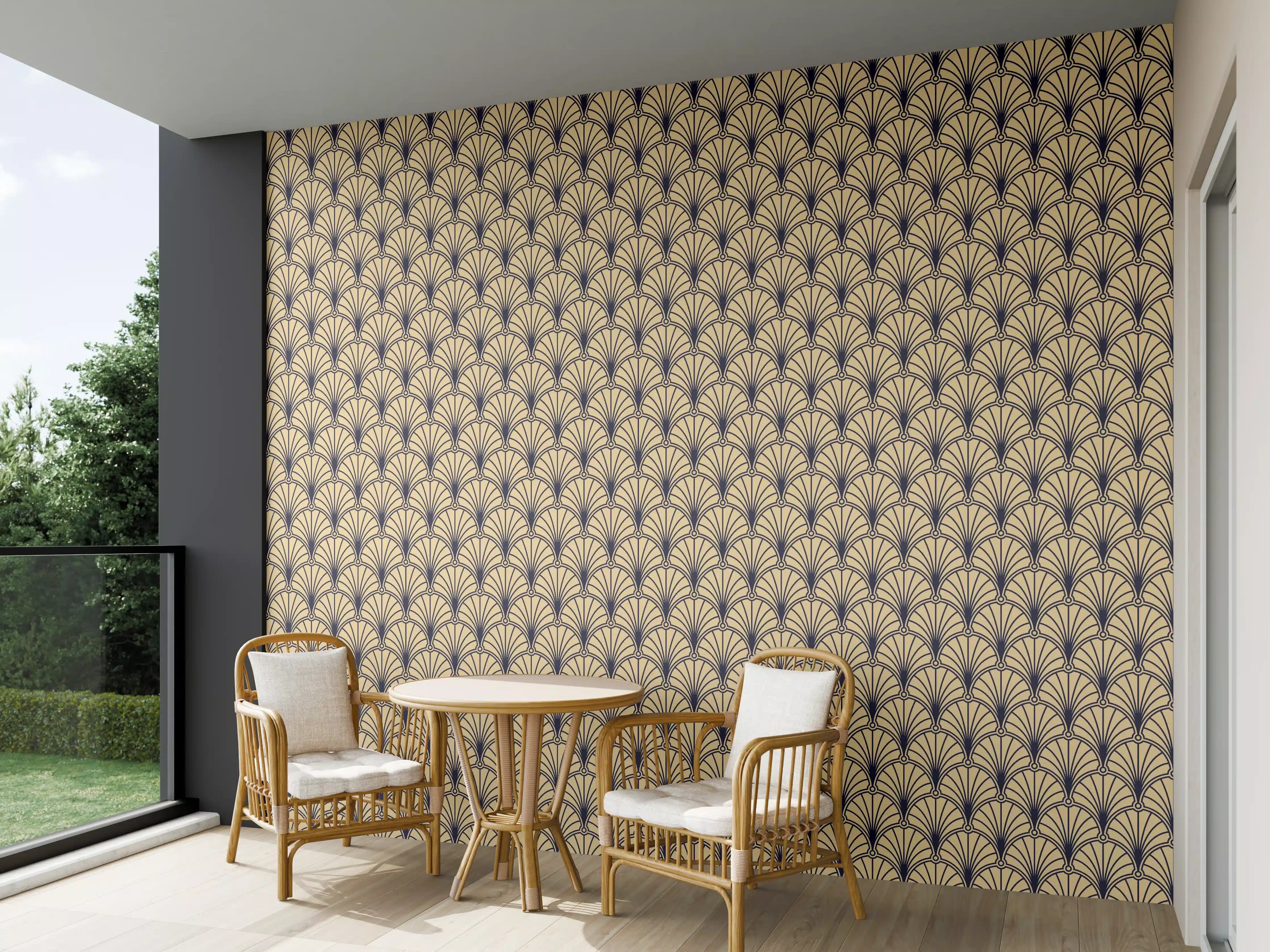 Wandverkleidung außen - Beige Muster Tapete