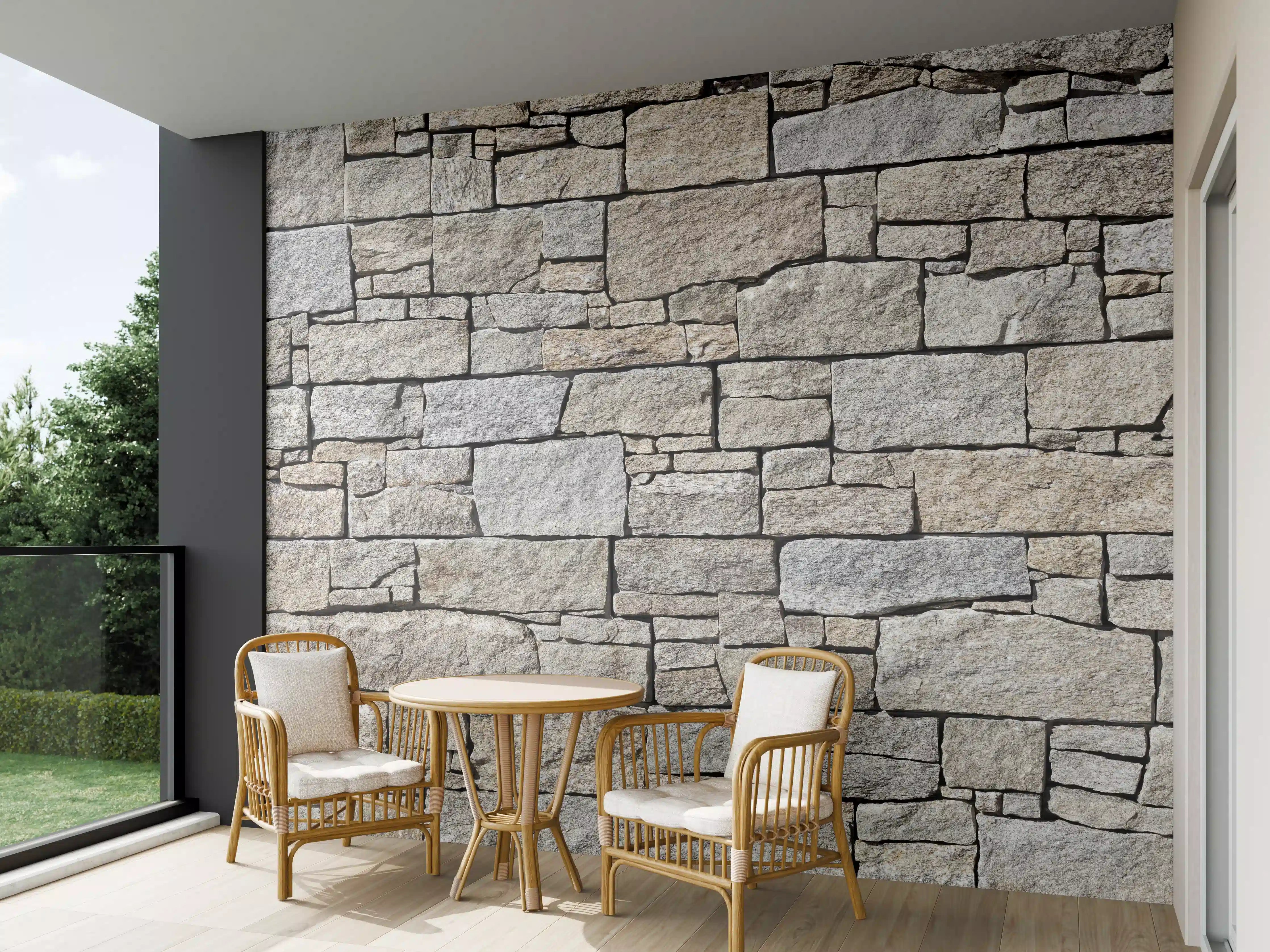 Wandverkleidung außen - Beige Natursteinmauer Struktur