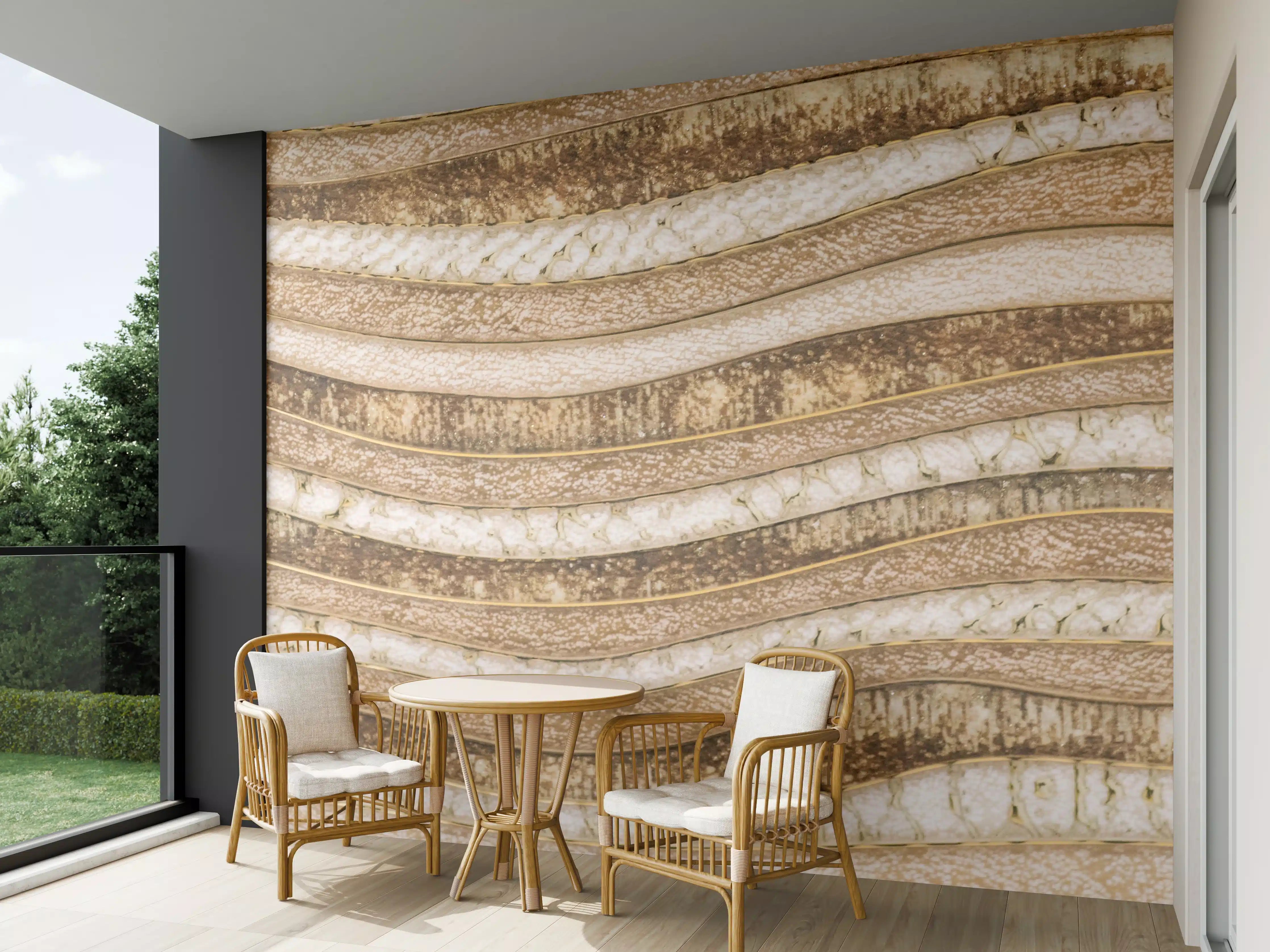 Wandverkleidung außen - Beige-Wellenartige Marmor-Textur