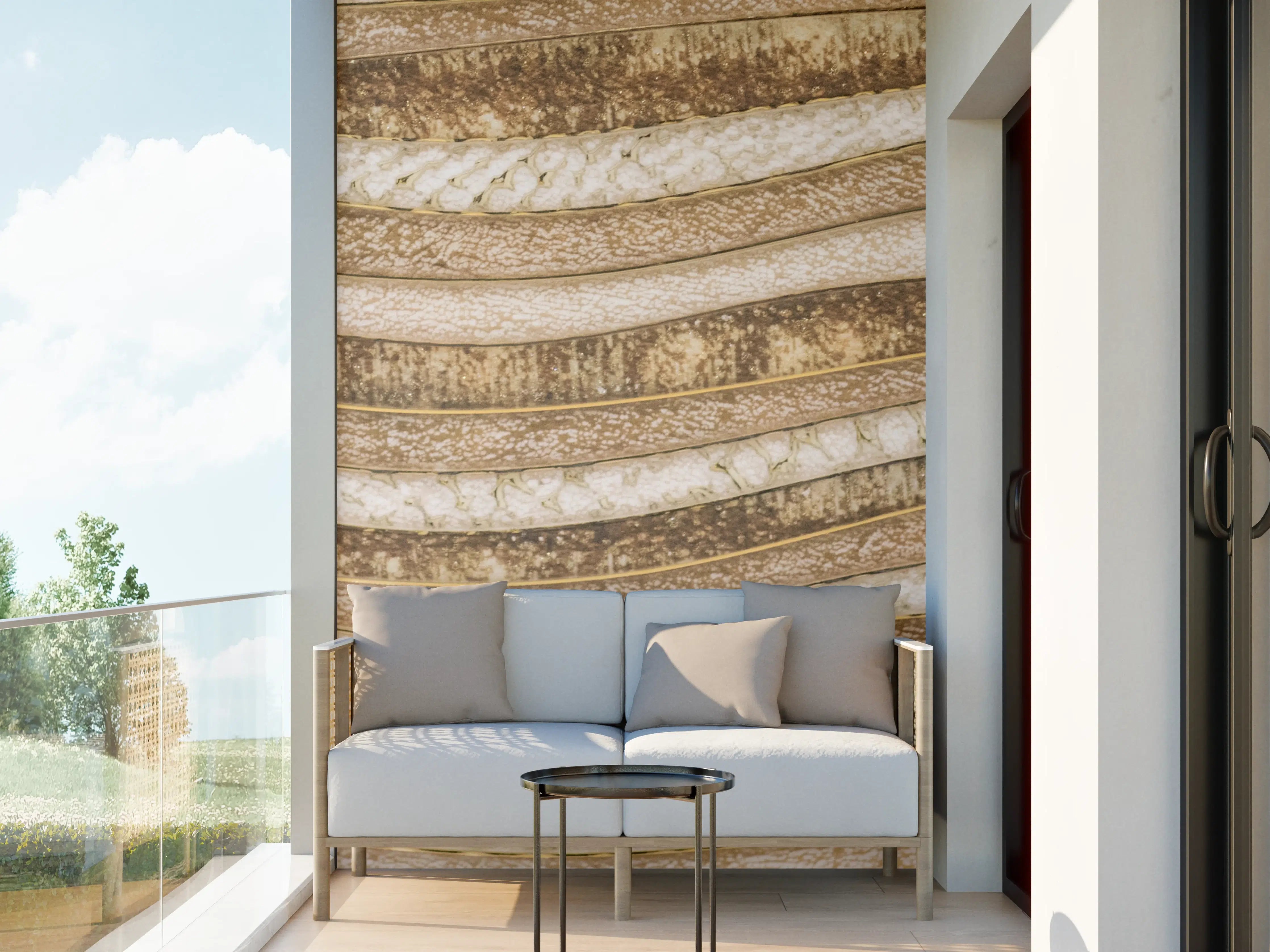Wandverkleidung außen - Beige-Wellenartige Marmor-Textur