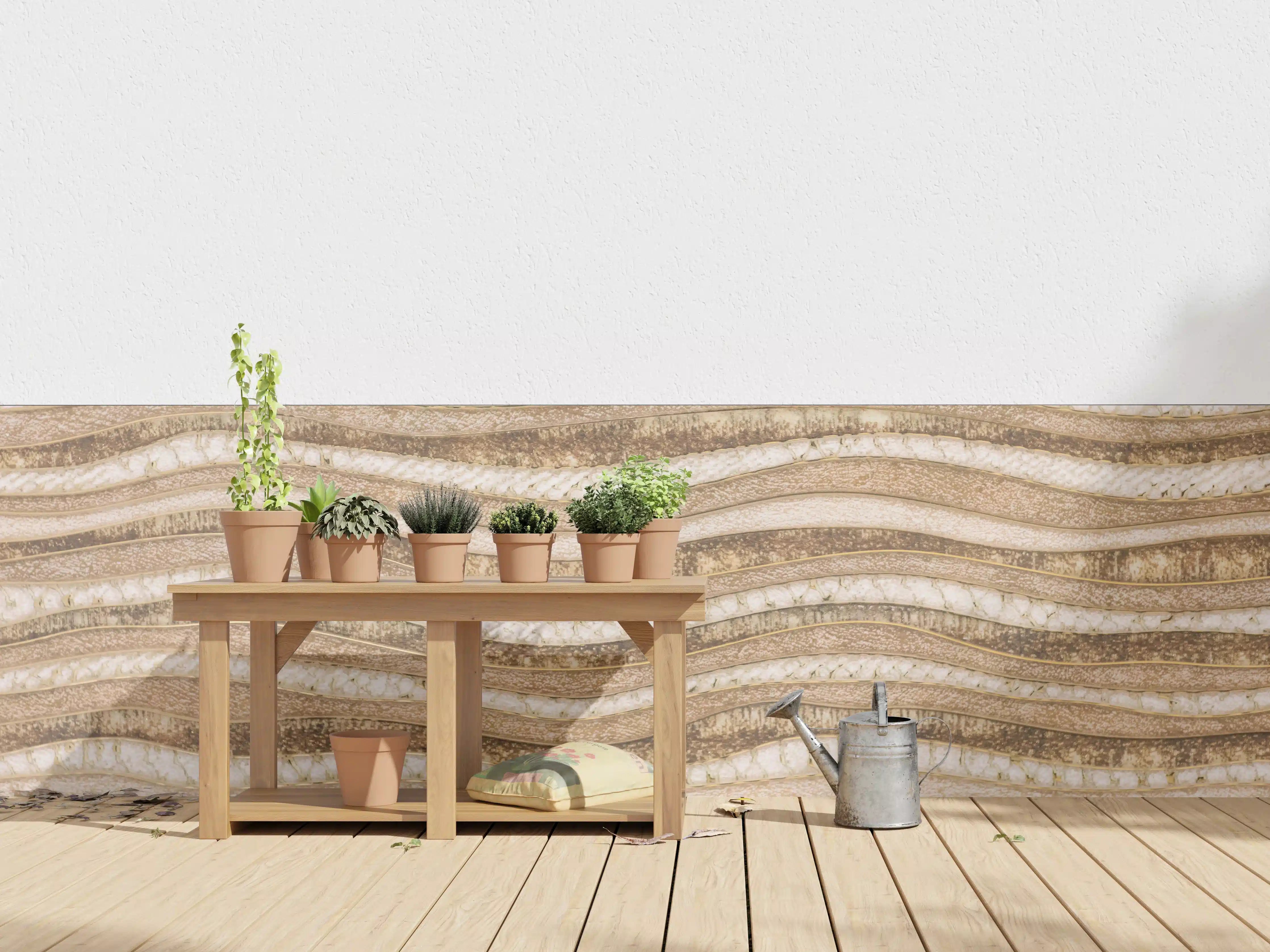 Wandverkleidung außen - Beige-Wellenartige Marmor-Textur