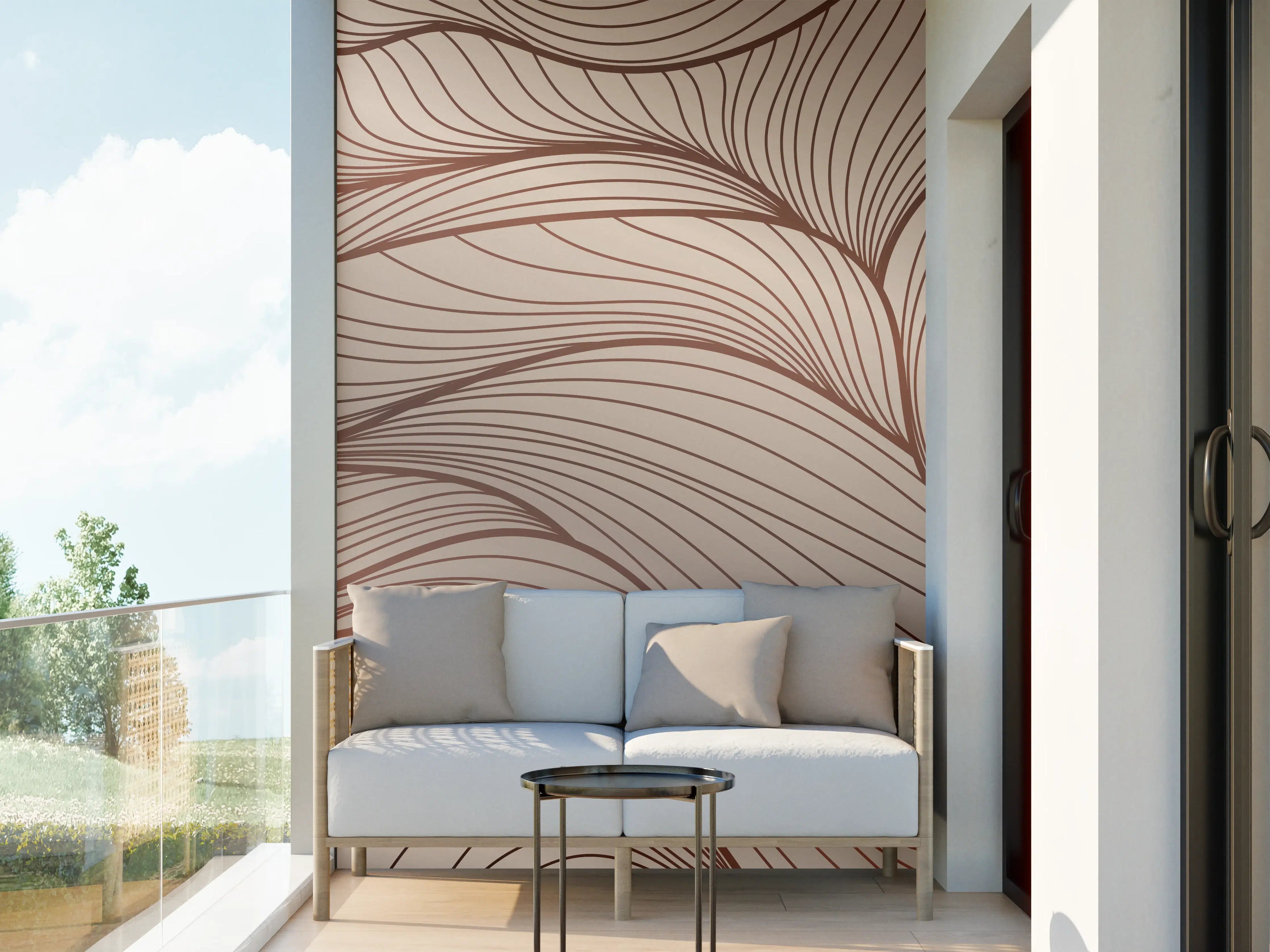 Wandverkleidung außen - Beige Wellenlinien Textur
