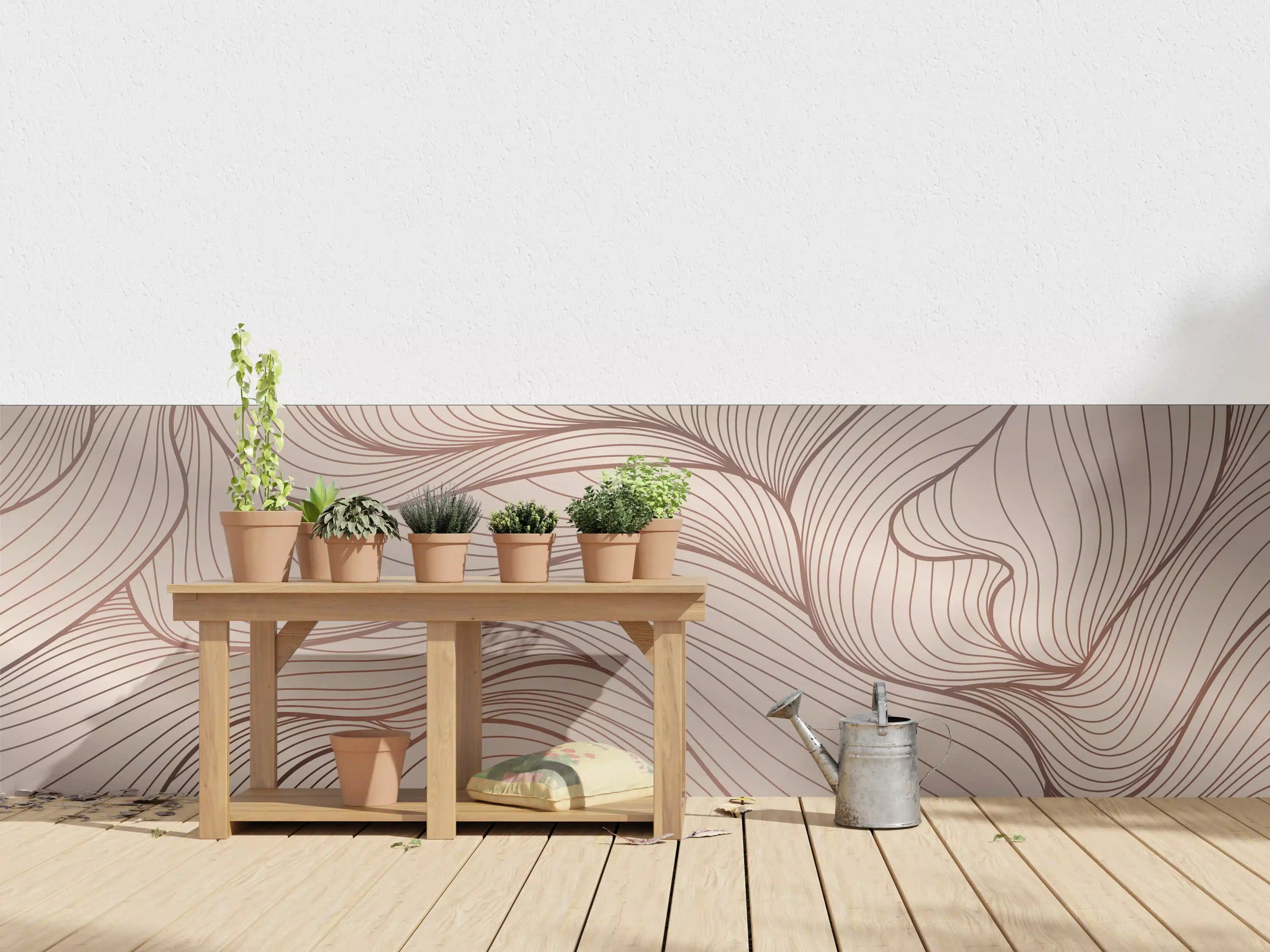 Wandverkleidung außen - Beige Wellenlinien Textur