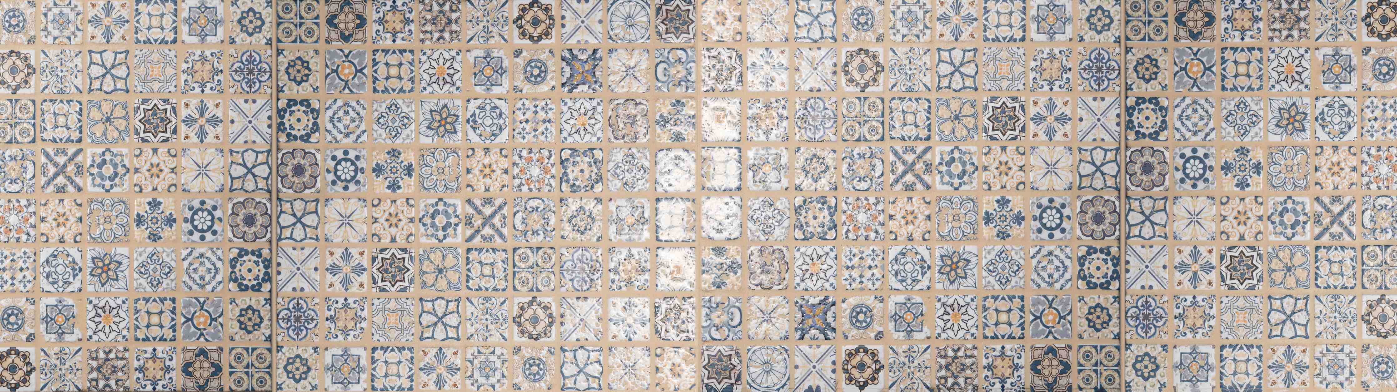 Wandverkleidung außen-Beige-blau Vintage Mosaik