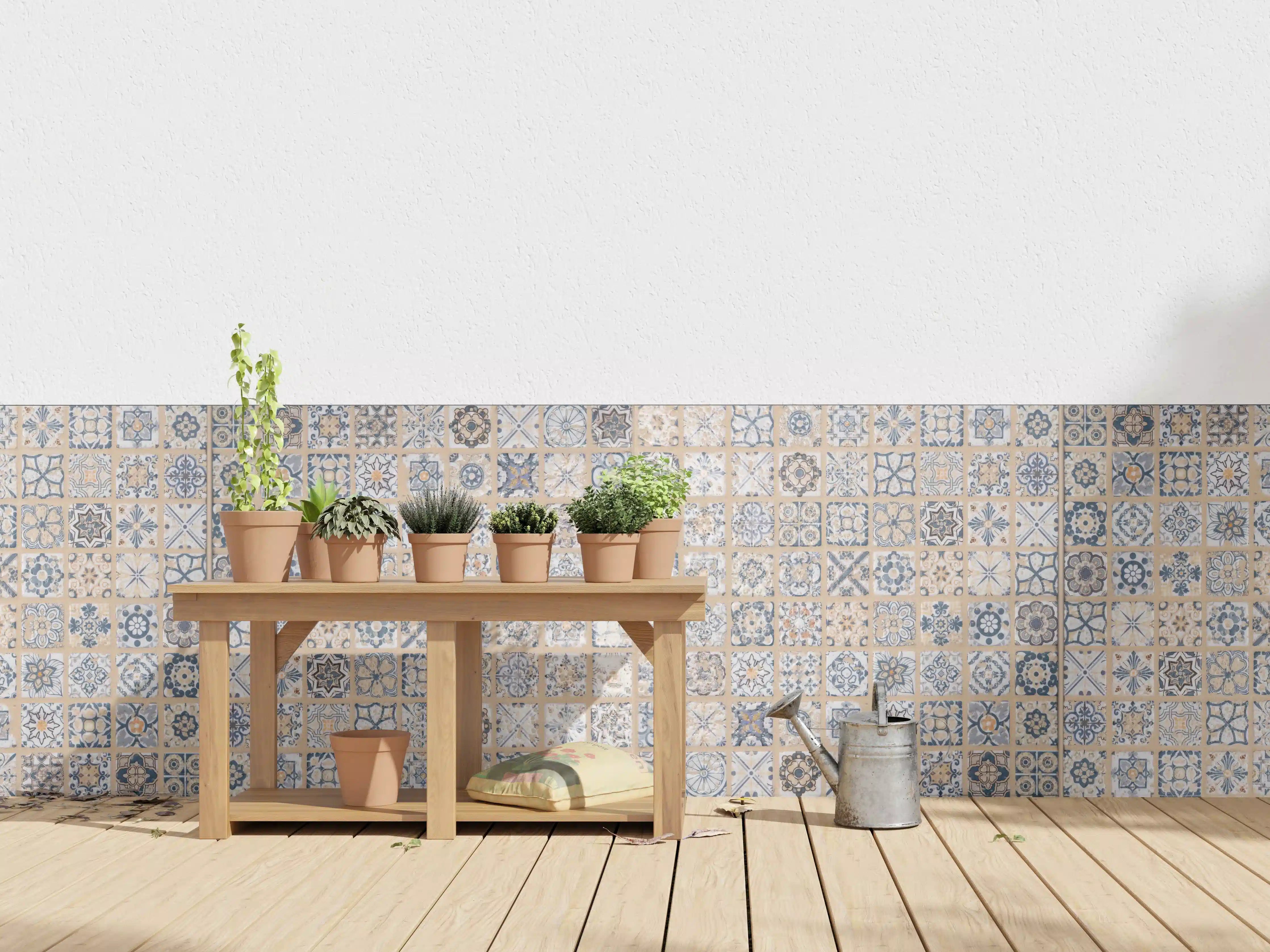 Wandverkleidung außen - Beige-blau Vintage Mosaik