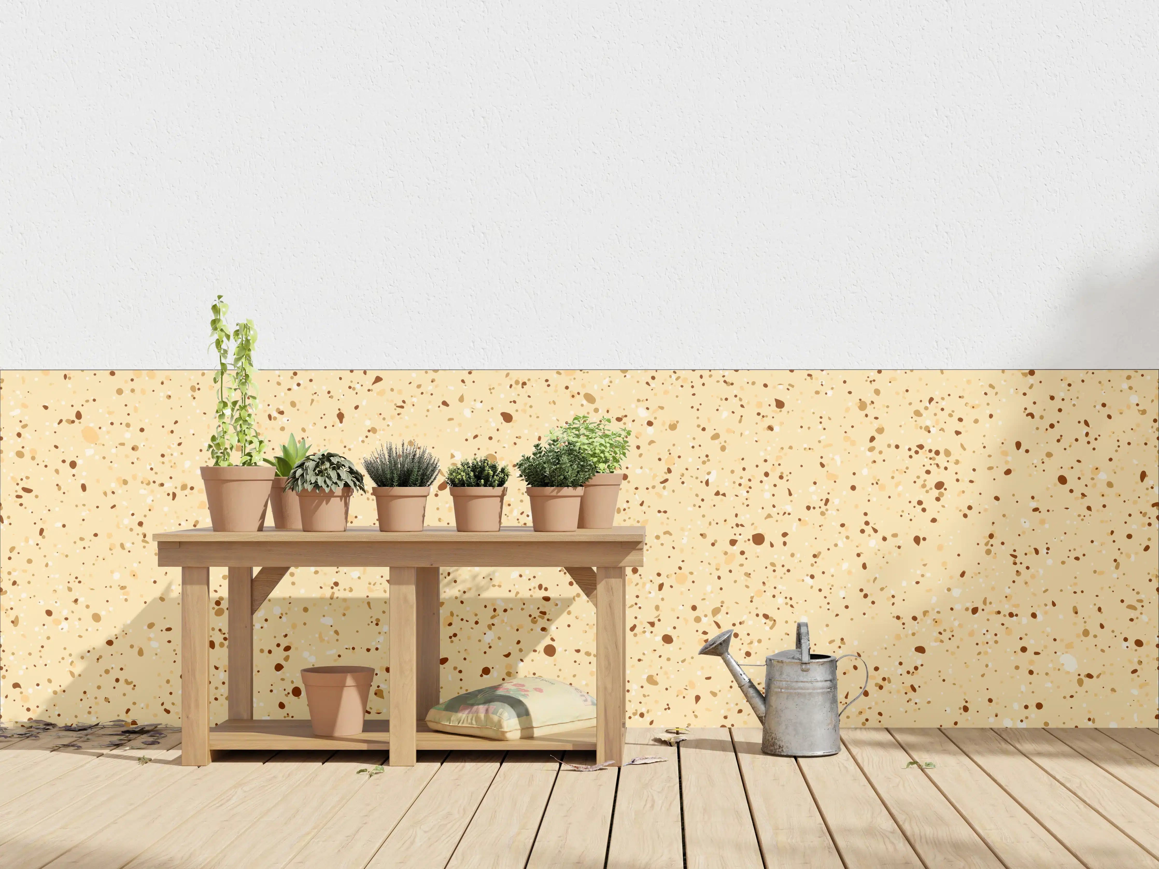 Wandverkleidung außen - Beige mit braunen Farbklecksen Textur