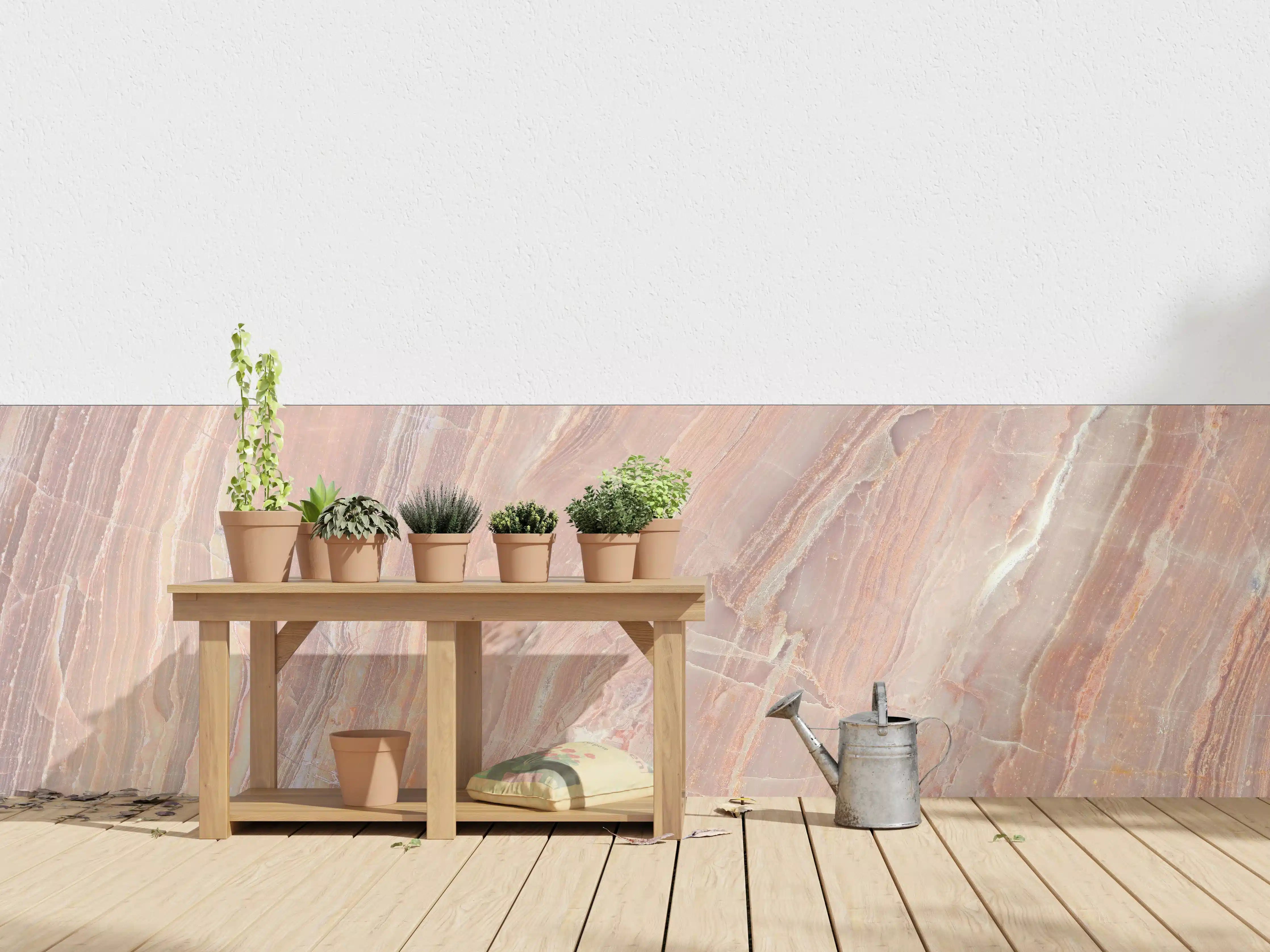 Wandverkleidung außen - Beiges Marmor Design - Nahaufnahme