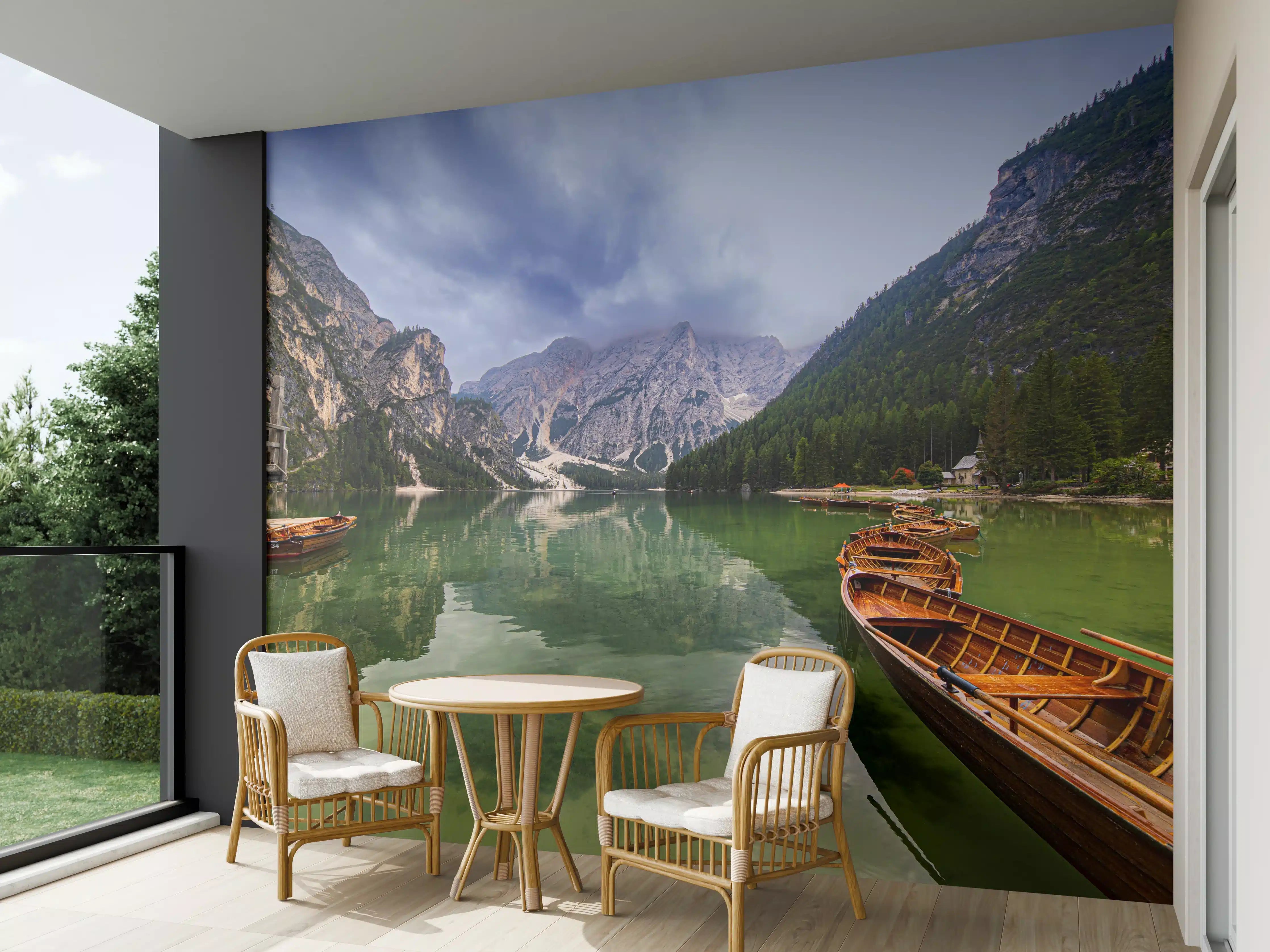 Wandverkleidung außen - Bergsee Reflektion Dolomiten