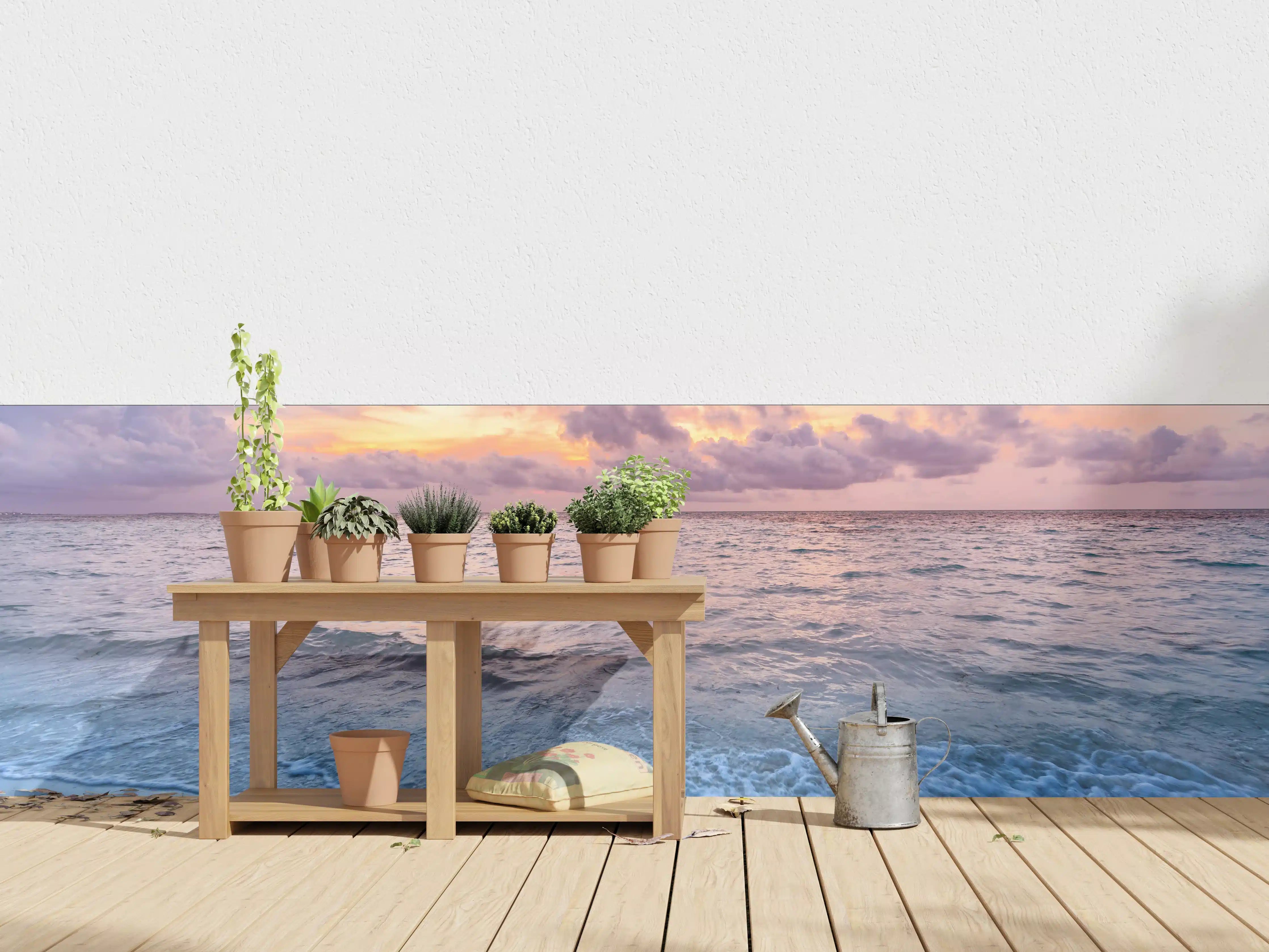 Wandverkleidung außen - Bewölkter Sonnenuntergang am Strand