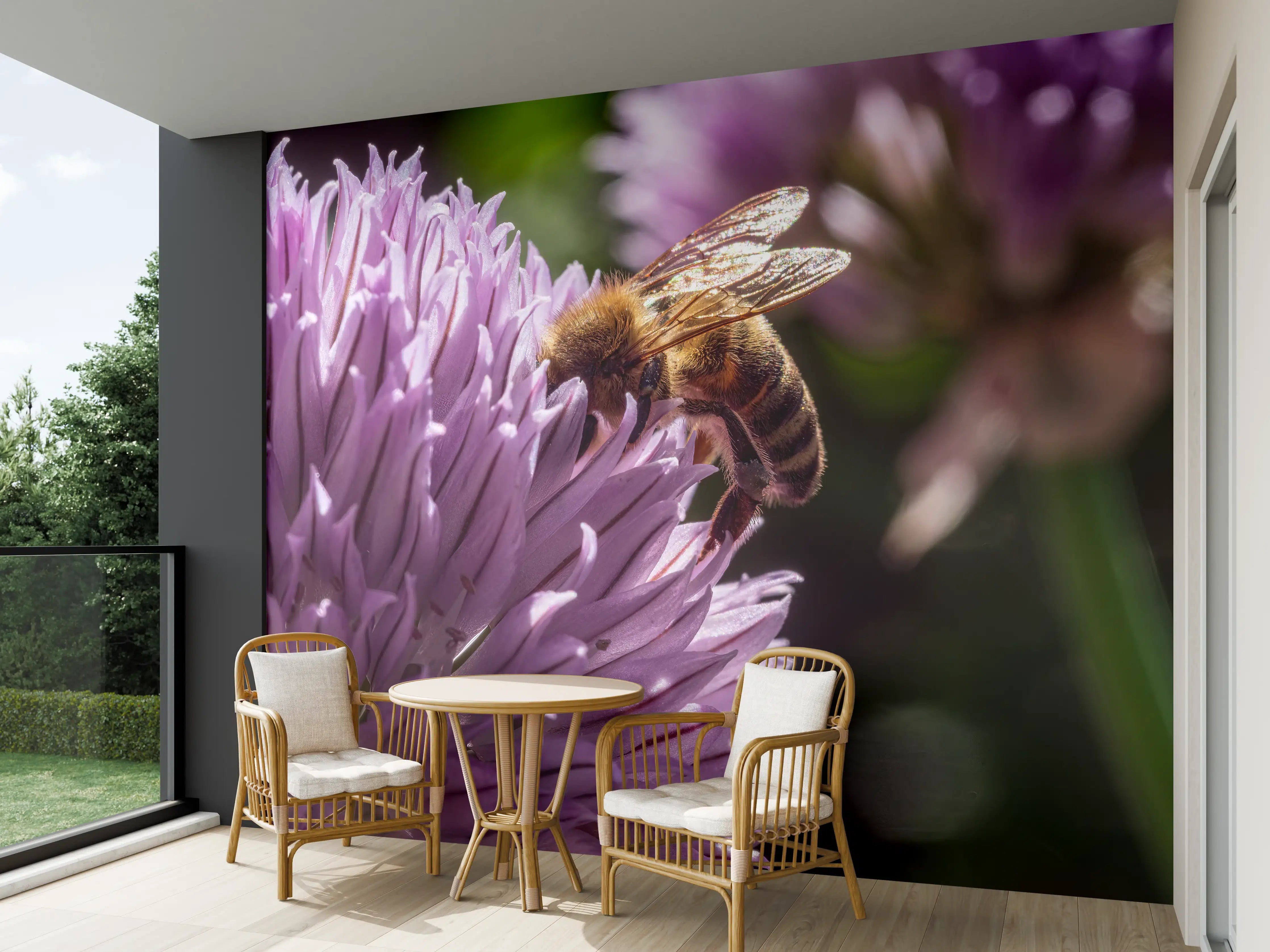 Wandverkleidung außen - Bienenflug Lila Blütenpracht