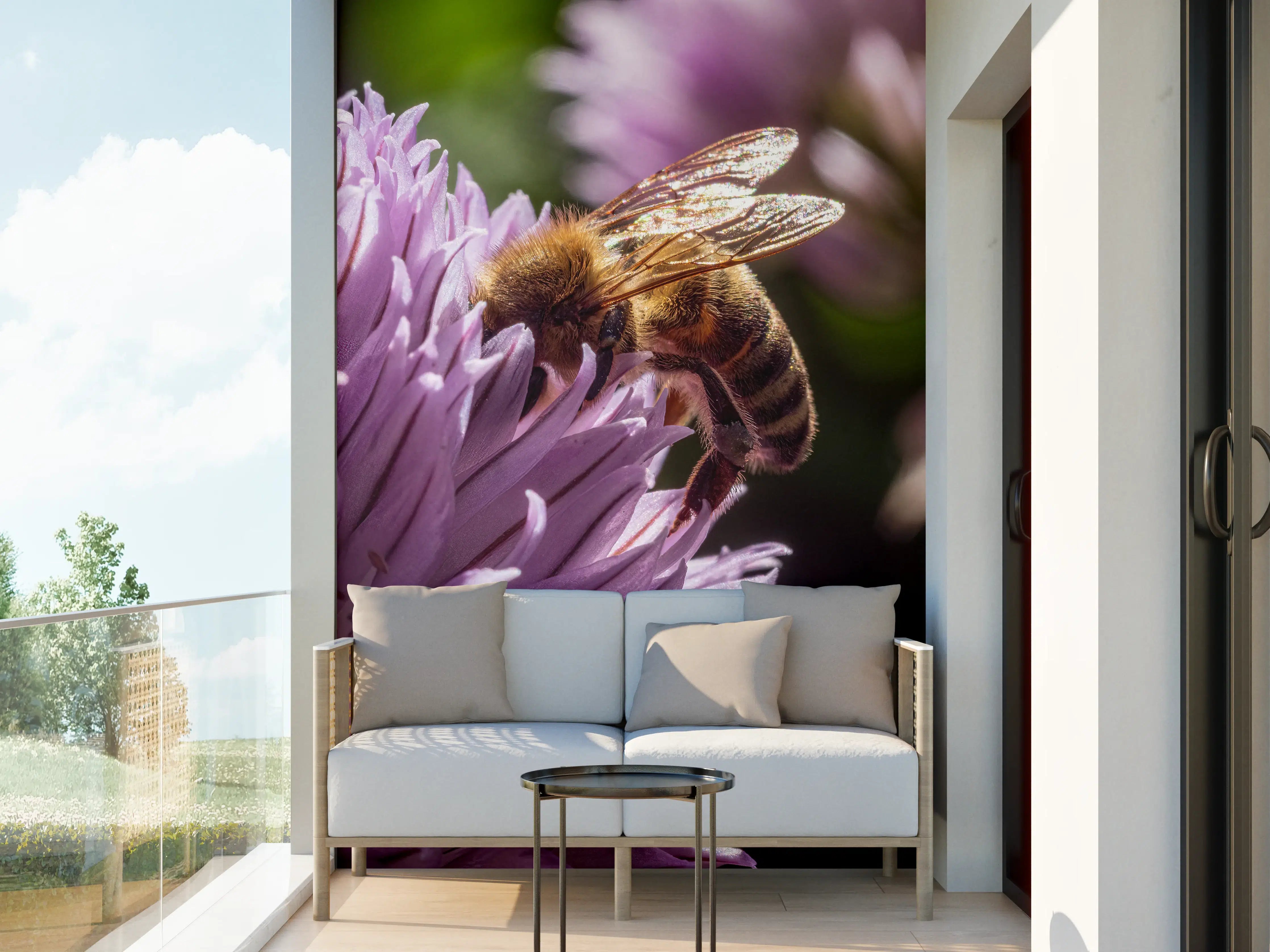 Wandverkleidung außen - Bienenflug Lila Blütenpracht