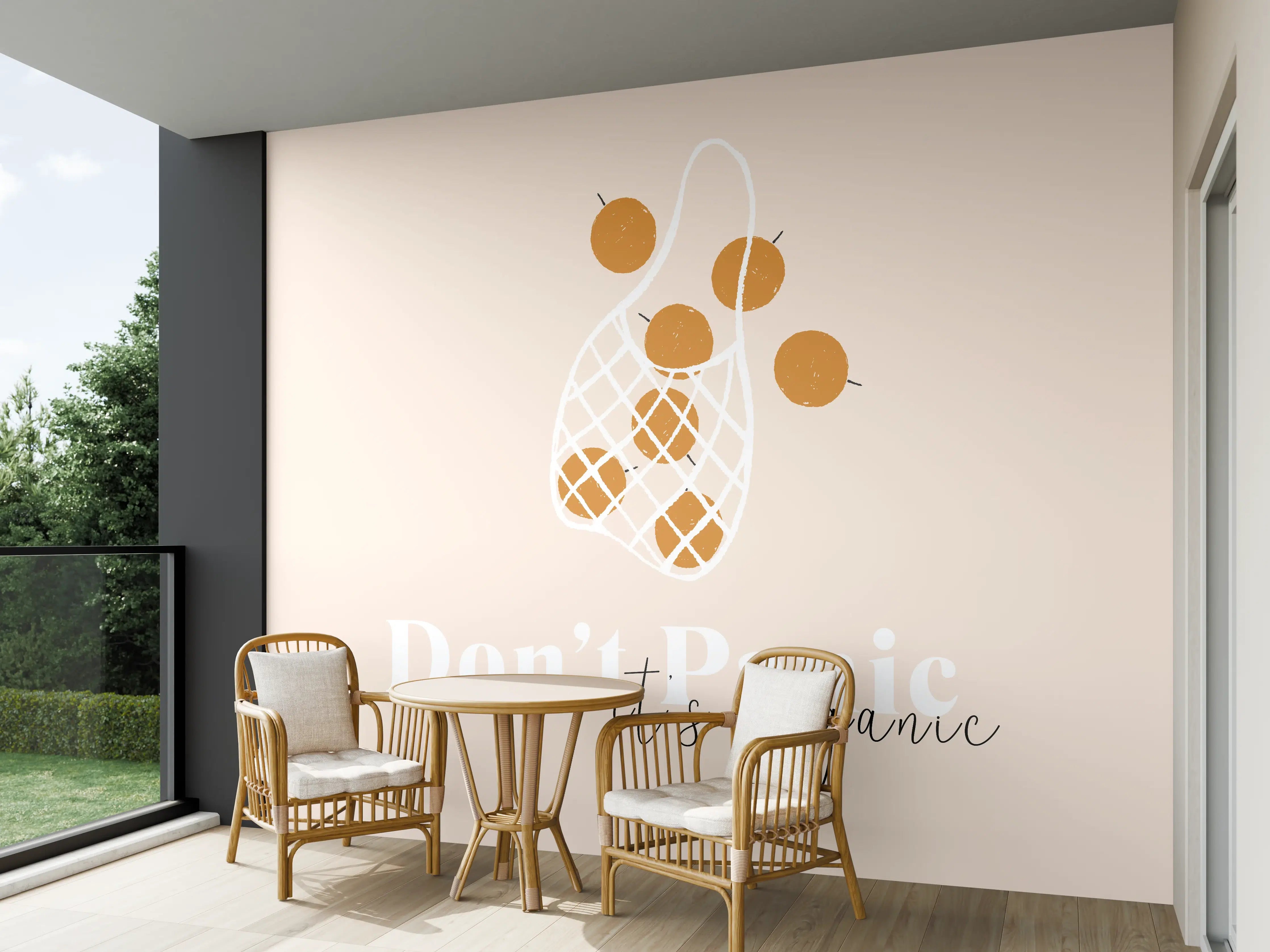 Wandverkleidung außen - Bio-Früchte Beige-Weiß Design