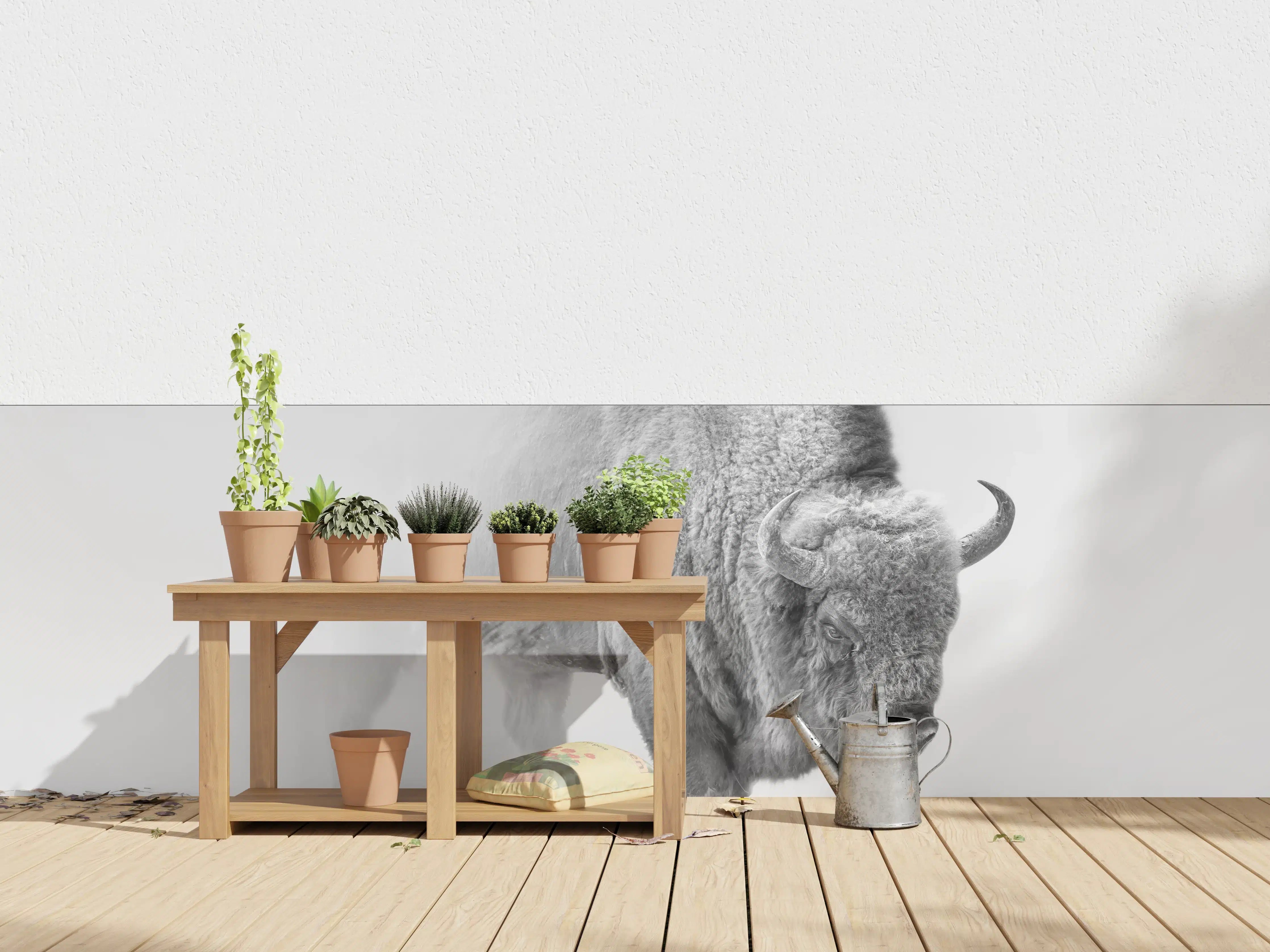 Wandverkleidung außen - Bison Graustufenbild