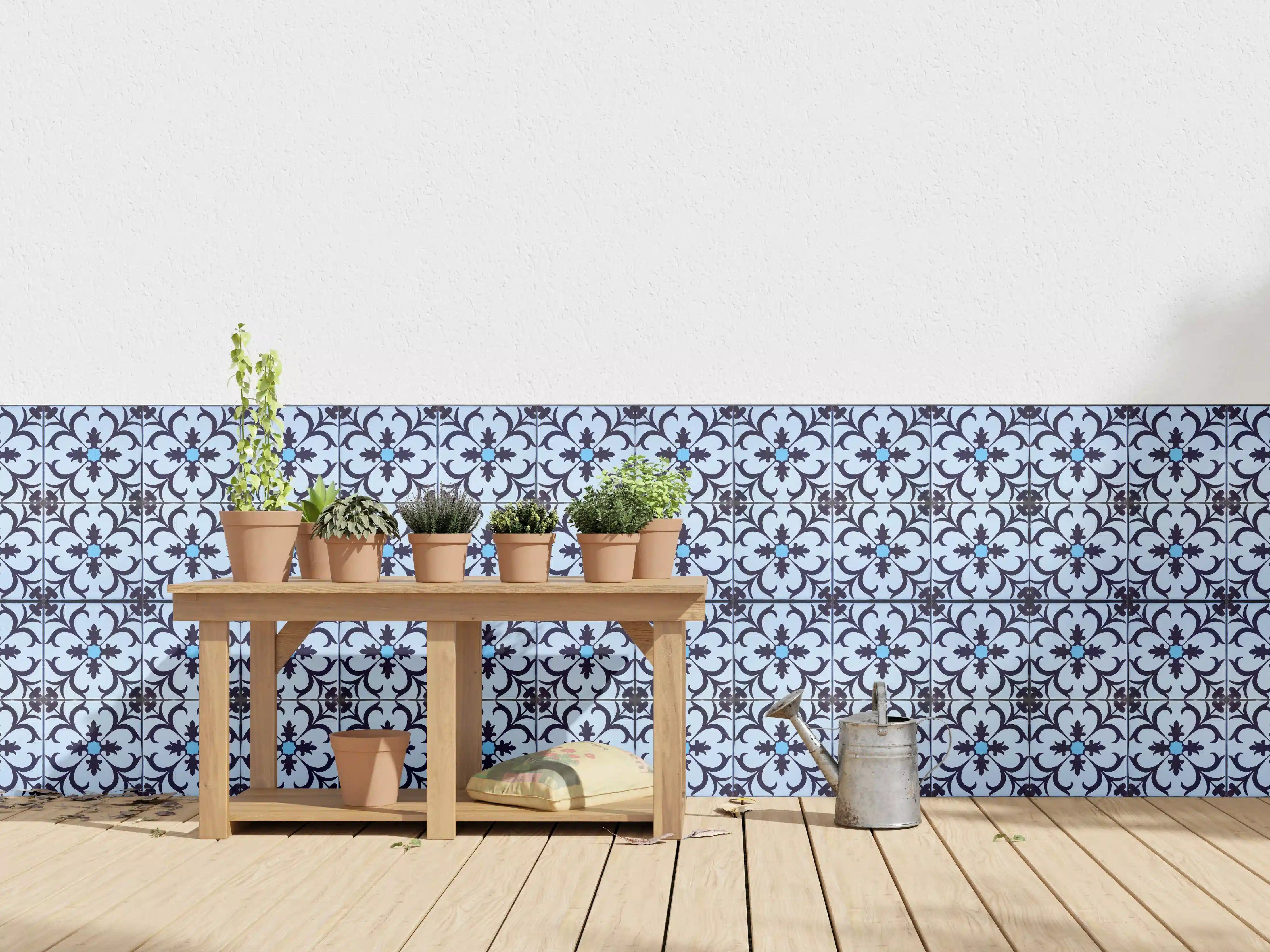 Wandverkleidung außen - Bläulich traditionelles Mosaik Motiv