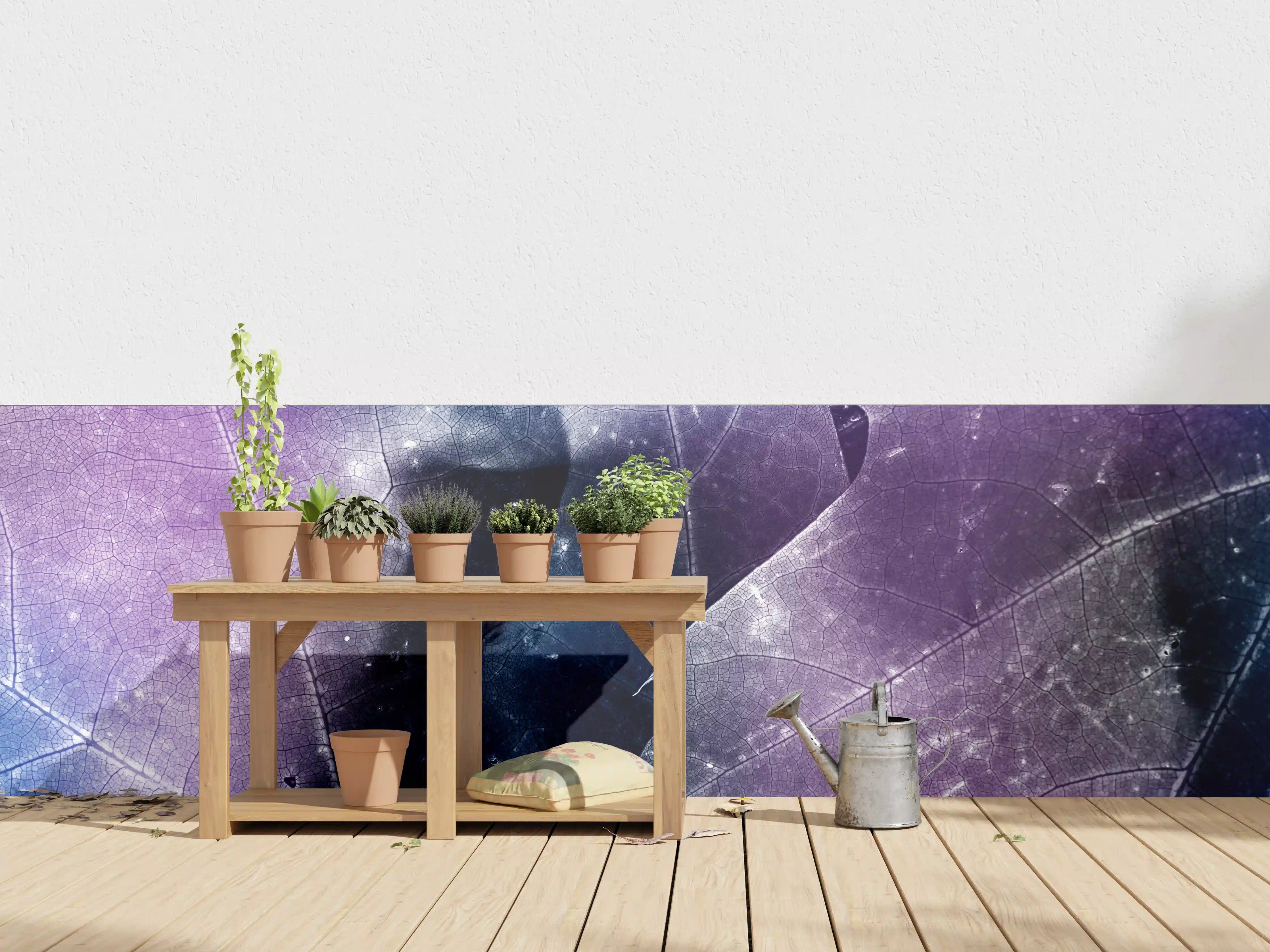 Wandverkleidung außen - Blau-Lila Blättertextur