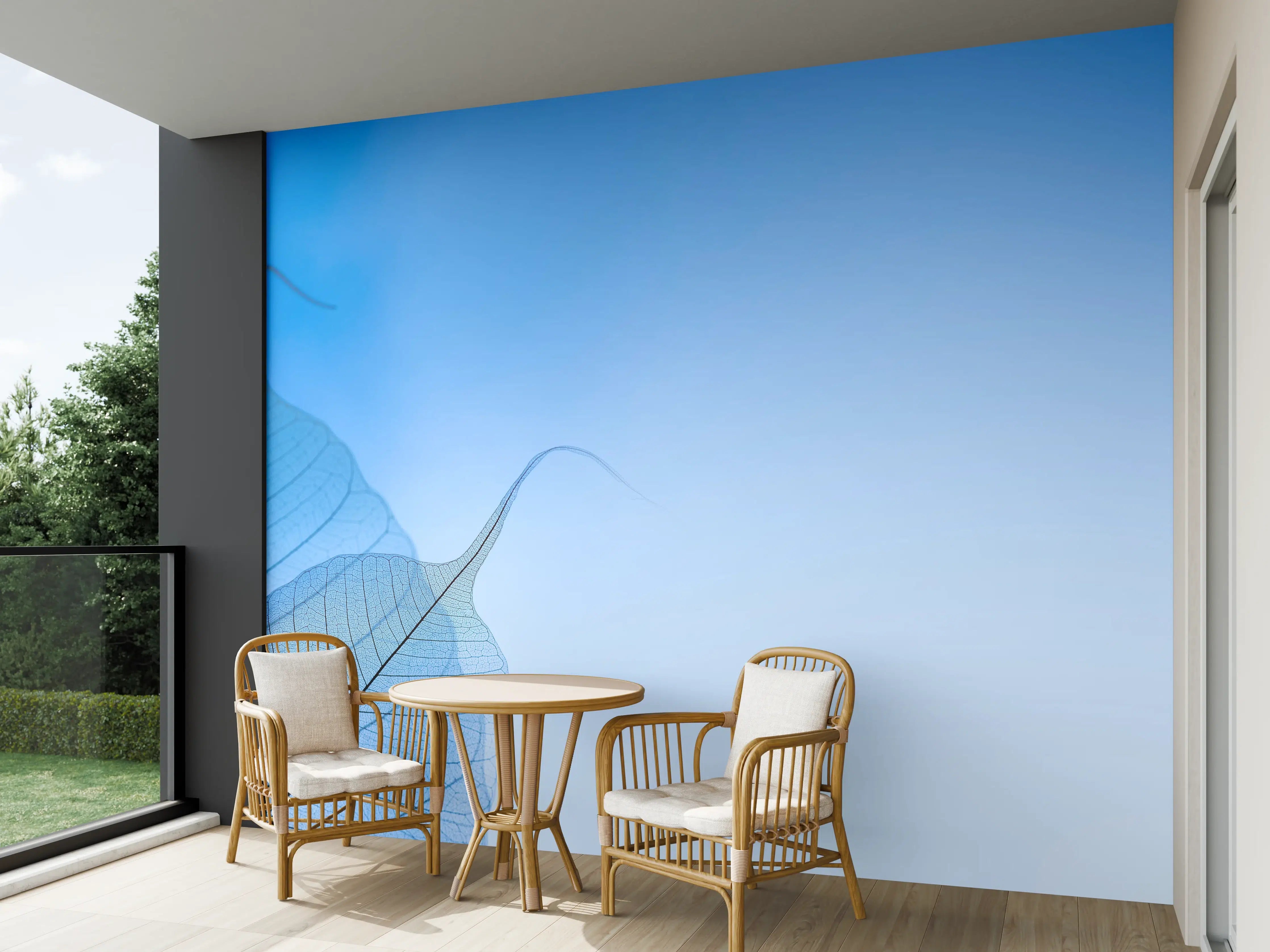 Wandverkleidung außen - Blau-Veined Transparentes Blattbild