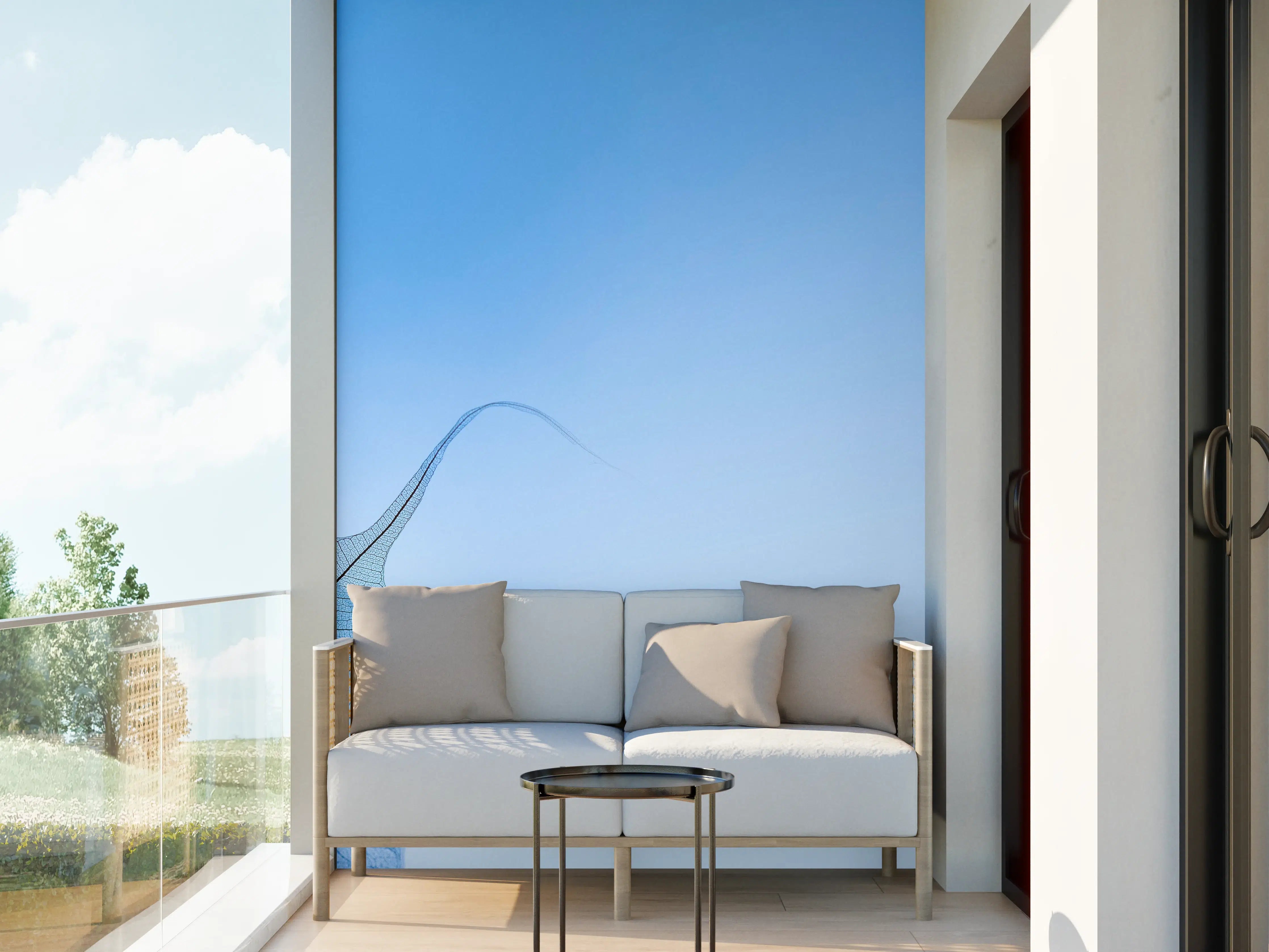 Wandverkleidung außen - Blau-Veined Transparentes Blattbild