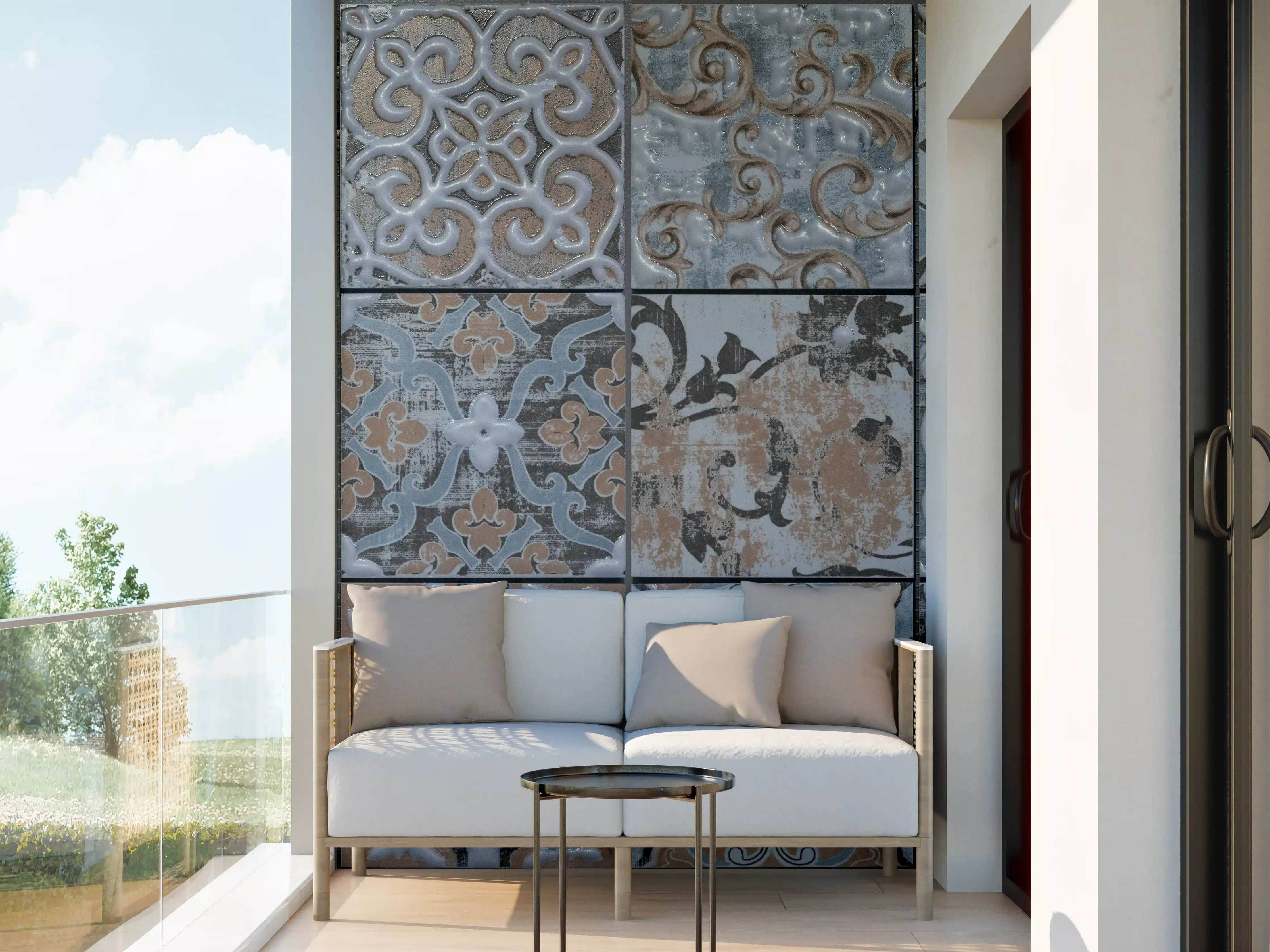 Wandverkleidung außen - Blau geometrische Mosaik Fliesen