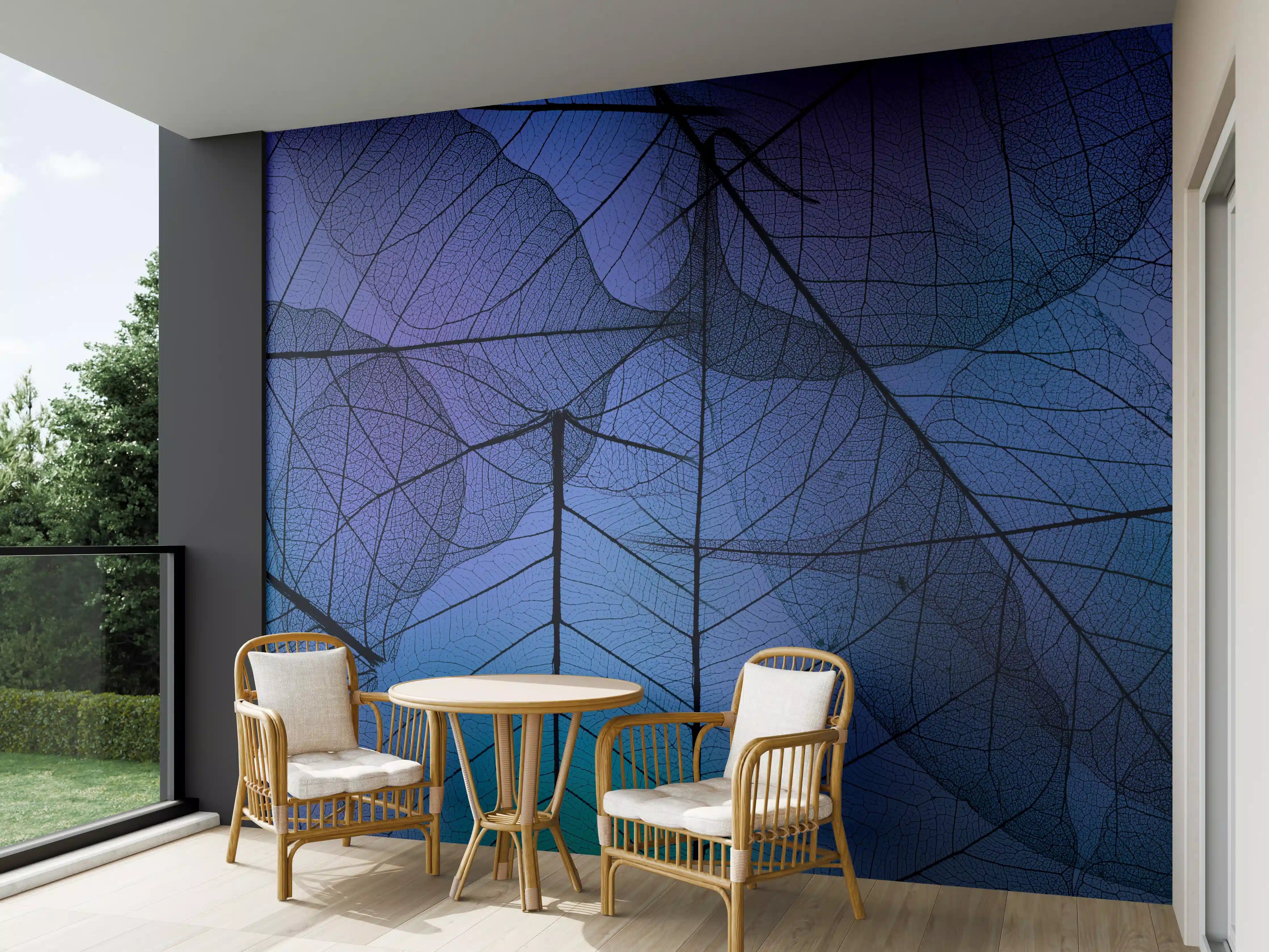 Wandverkleidung außen - Blaue Blattadern Textur Makro