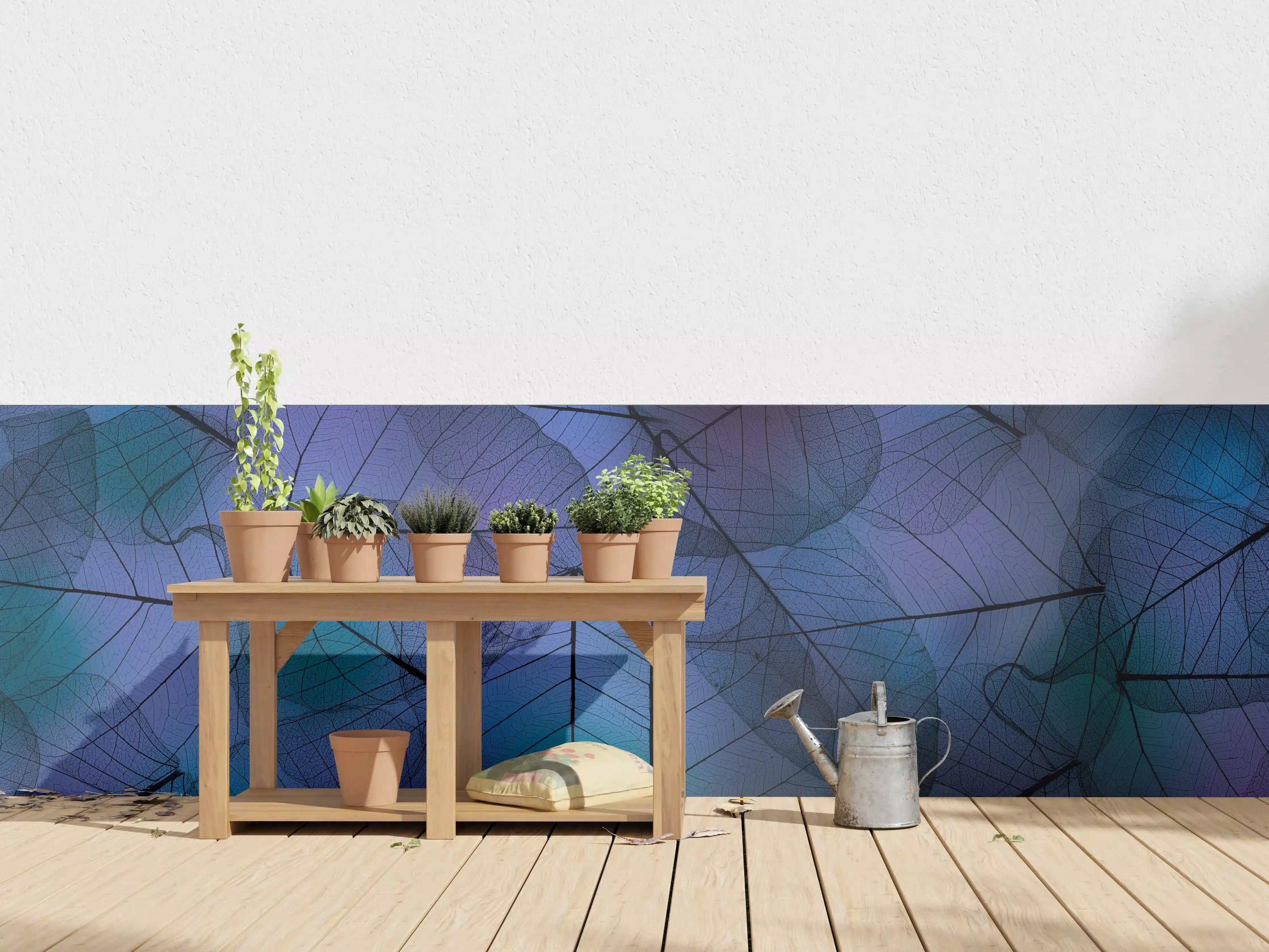 Wandverkleidung außen - Blaue Blattadern Textur Makro