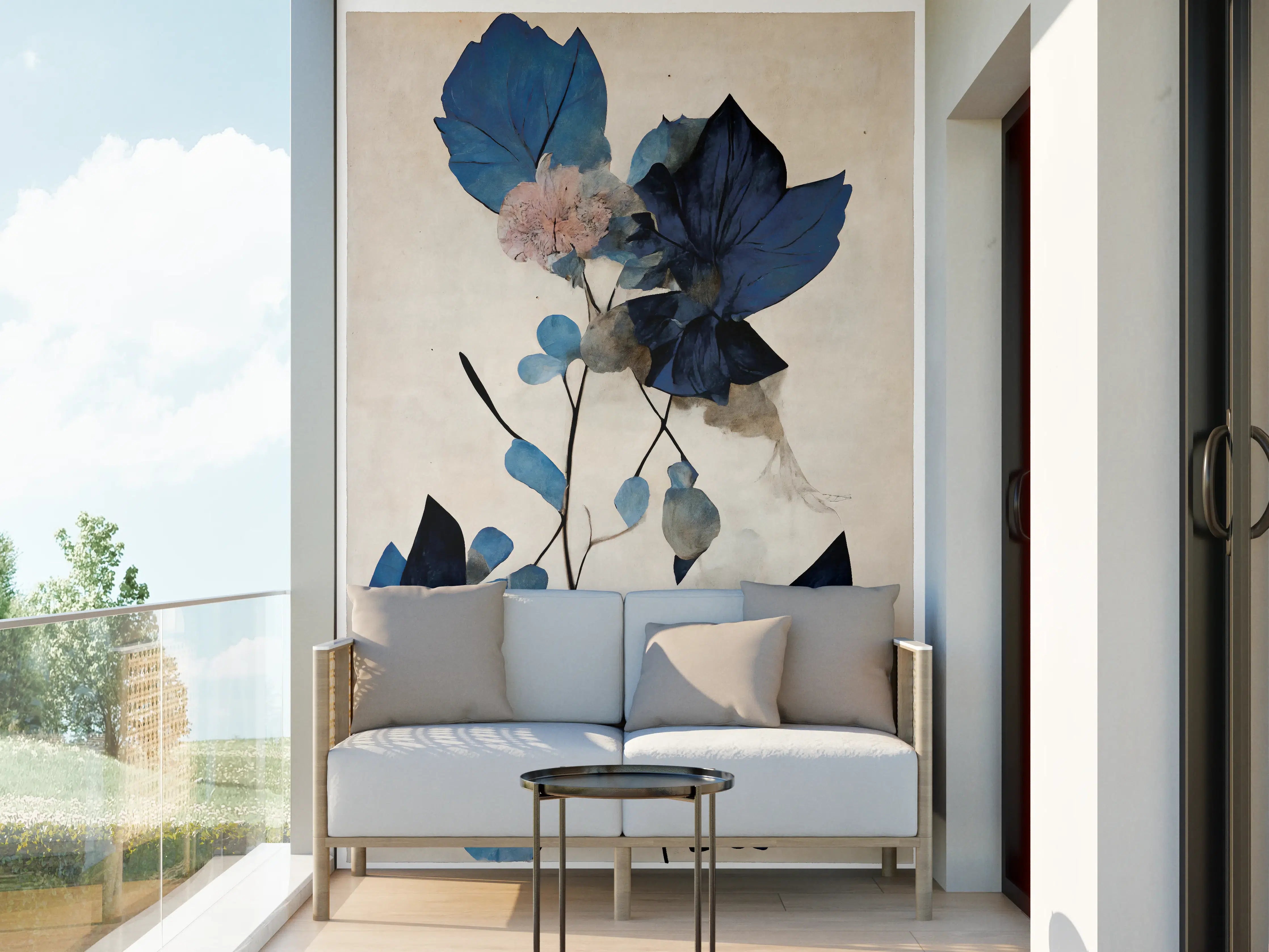 Wandverkleidung außen - Blaue Blüten - Floral