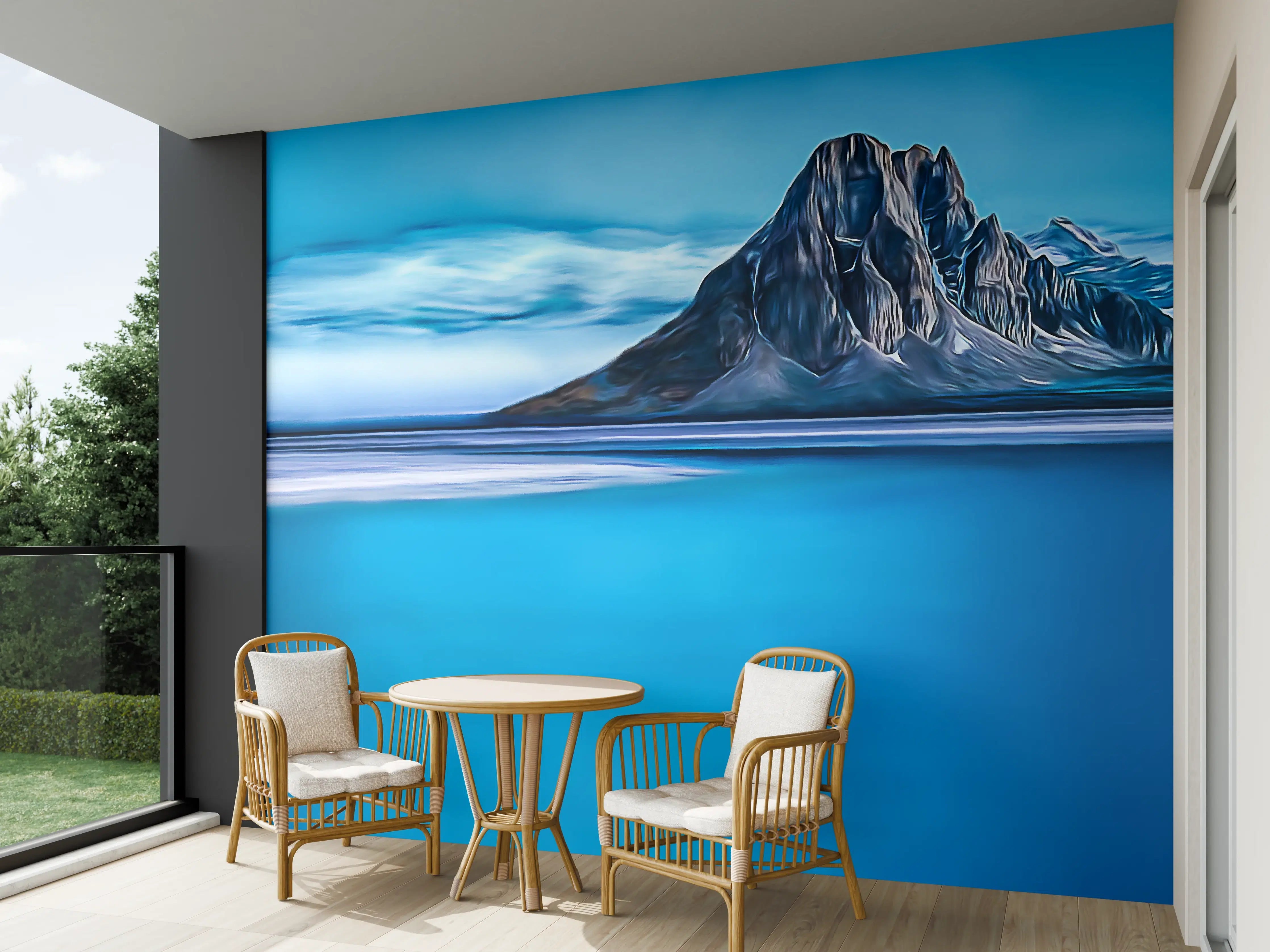 Wandverkleidung außen - Blaue Gletscherlandschaft