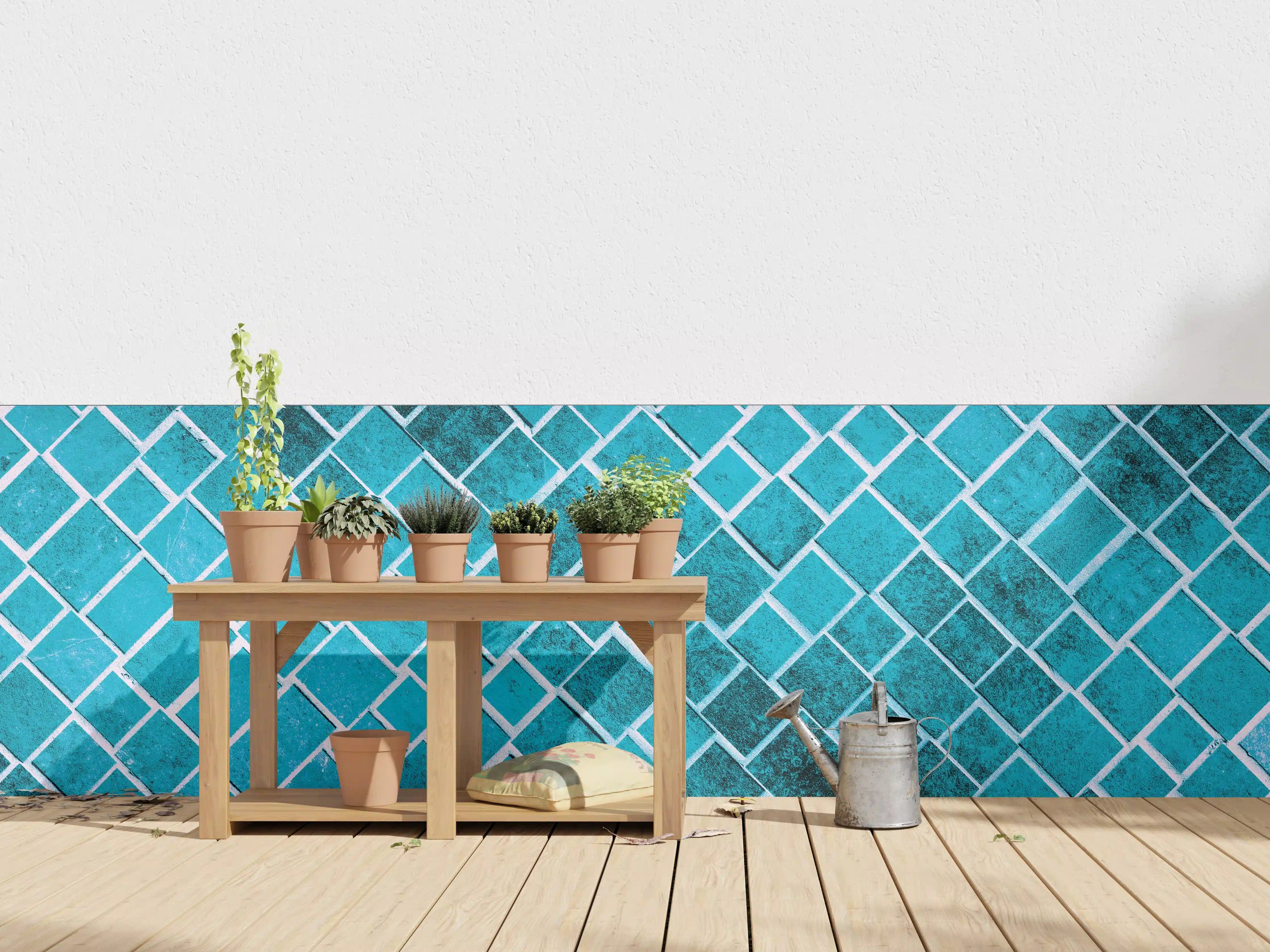 Wandverkleidung außen - Blaue Mosaikfliesen in Wasseroptik