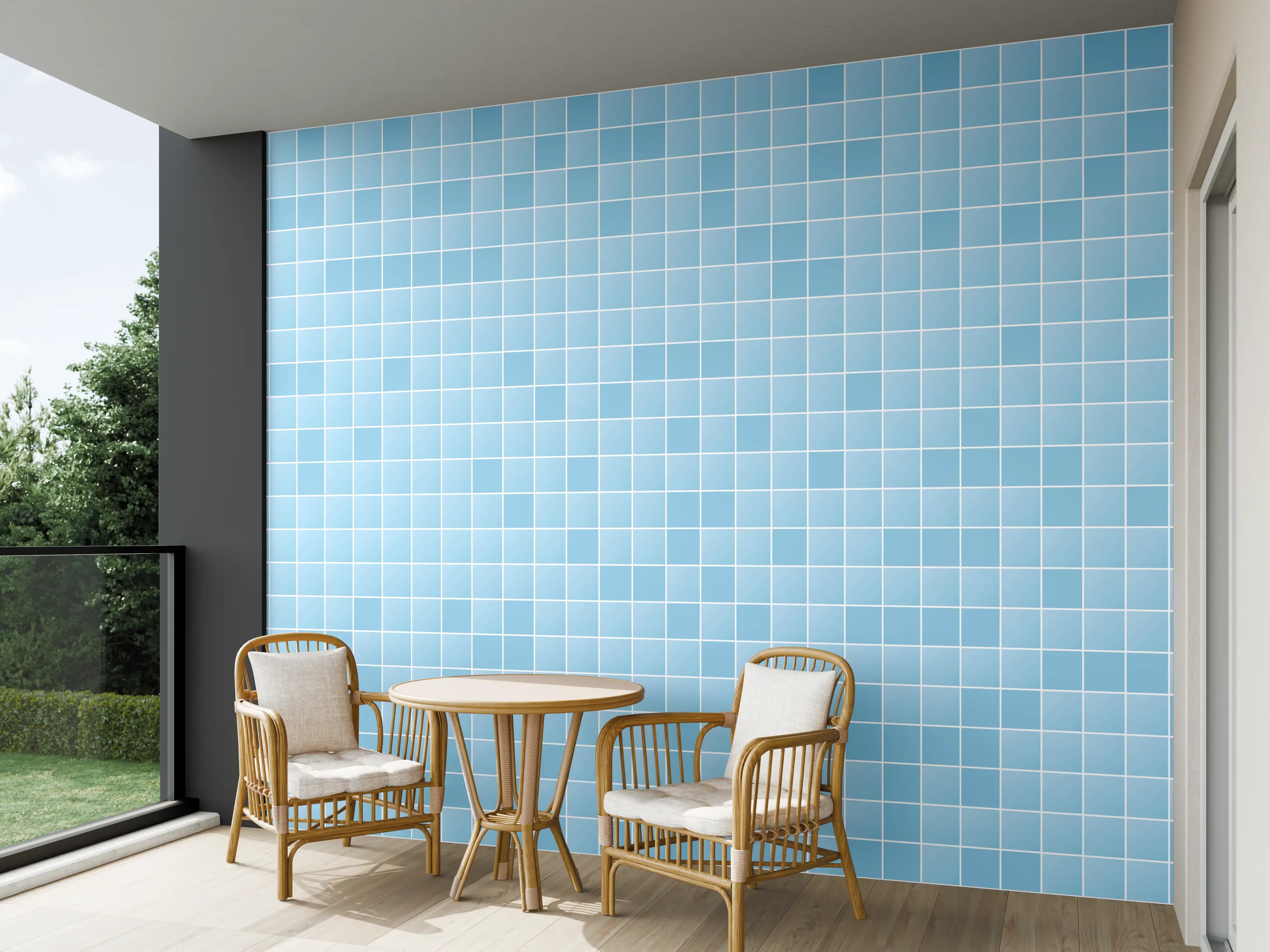 Wandverkleidung außen - Blaue Musterstruktur