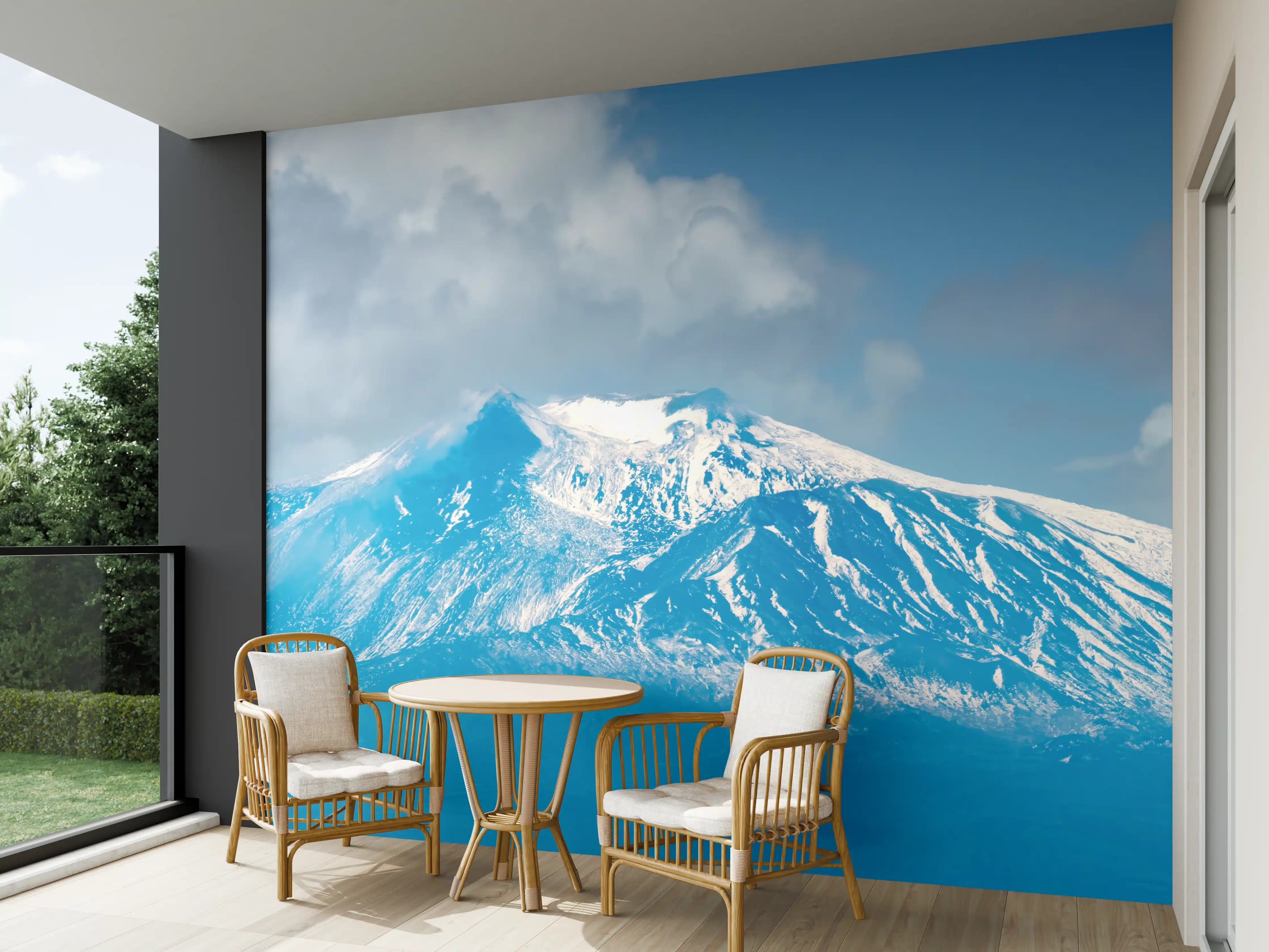 Wandverkleidung außen - Blaue Schnee-Berglandschaft