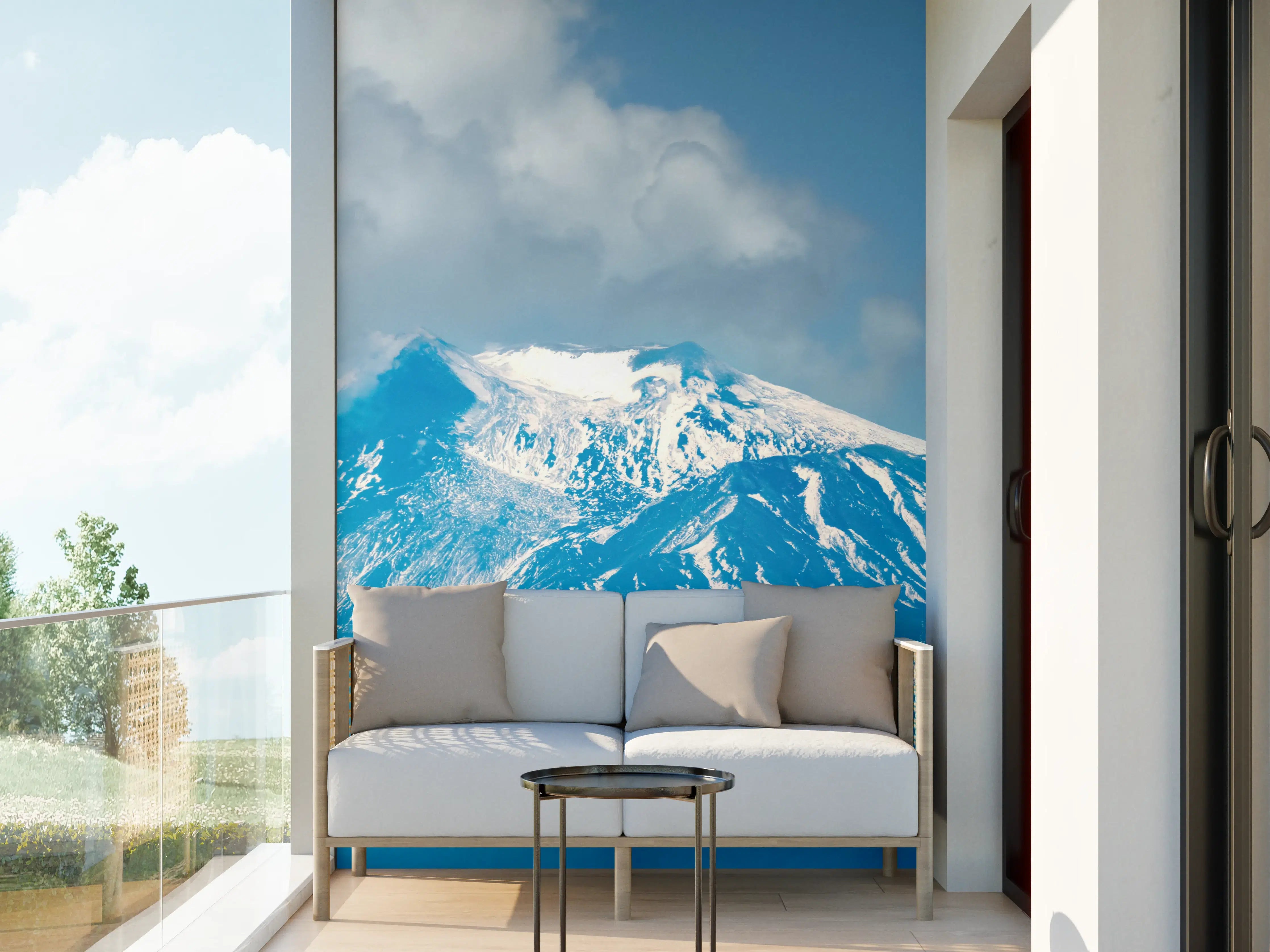 Wandverkleidung außen - Blaue Schnee-Berglandschaft