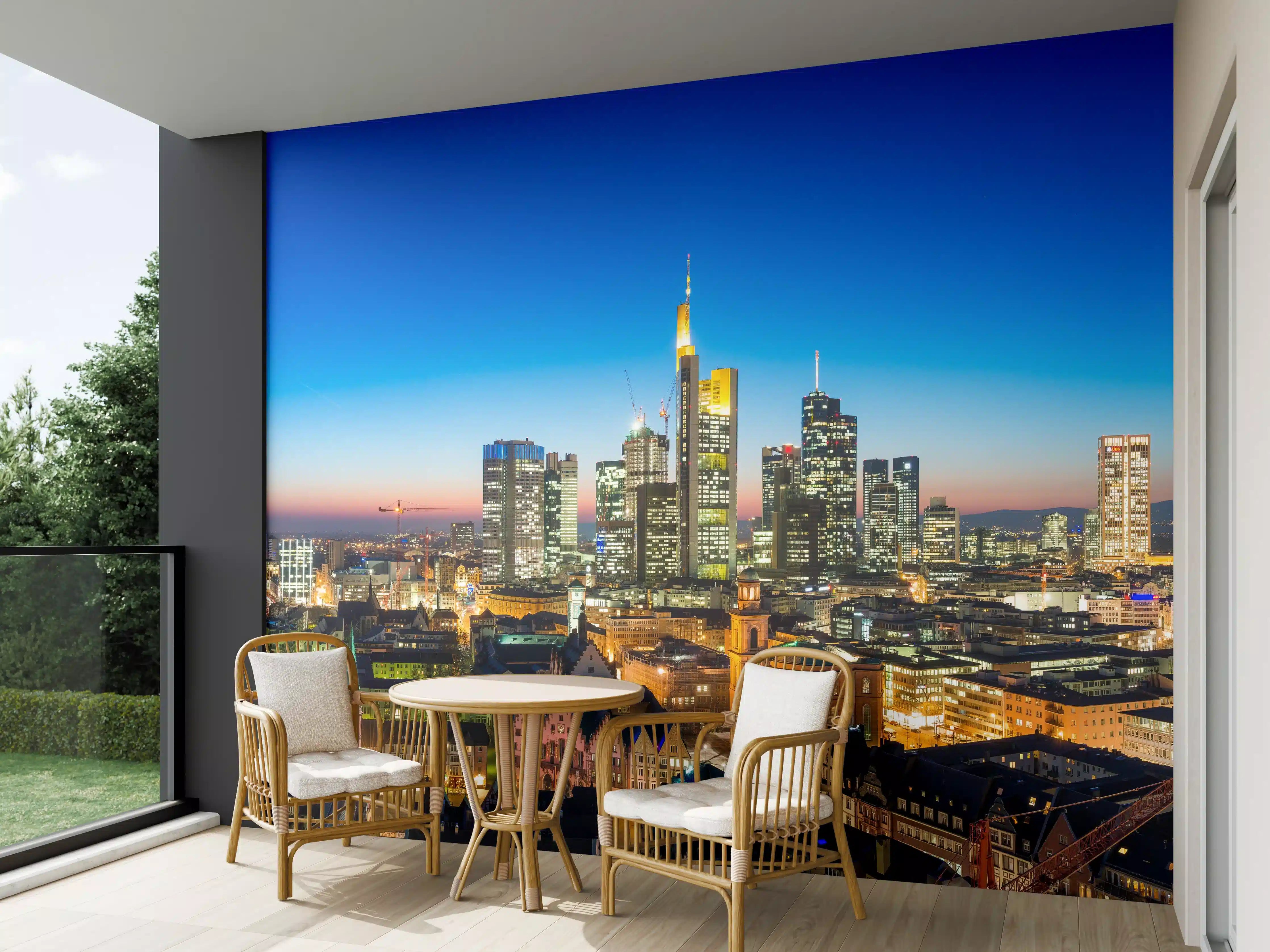 Wandverkleidung außen - Blaue Skyline bei Abenddämmerung