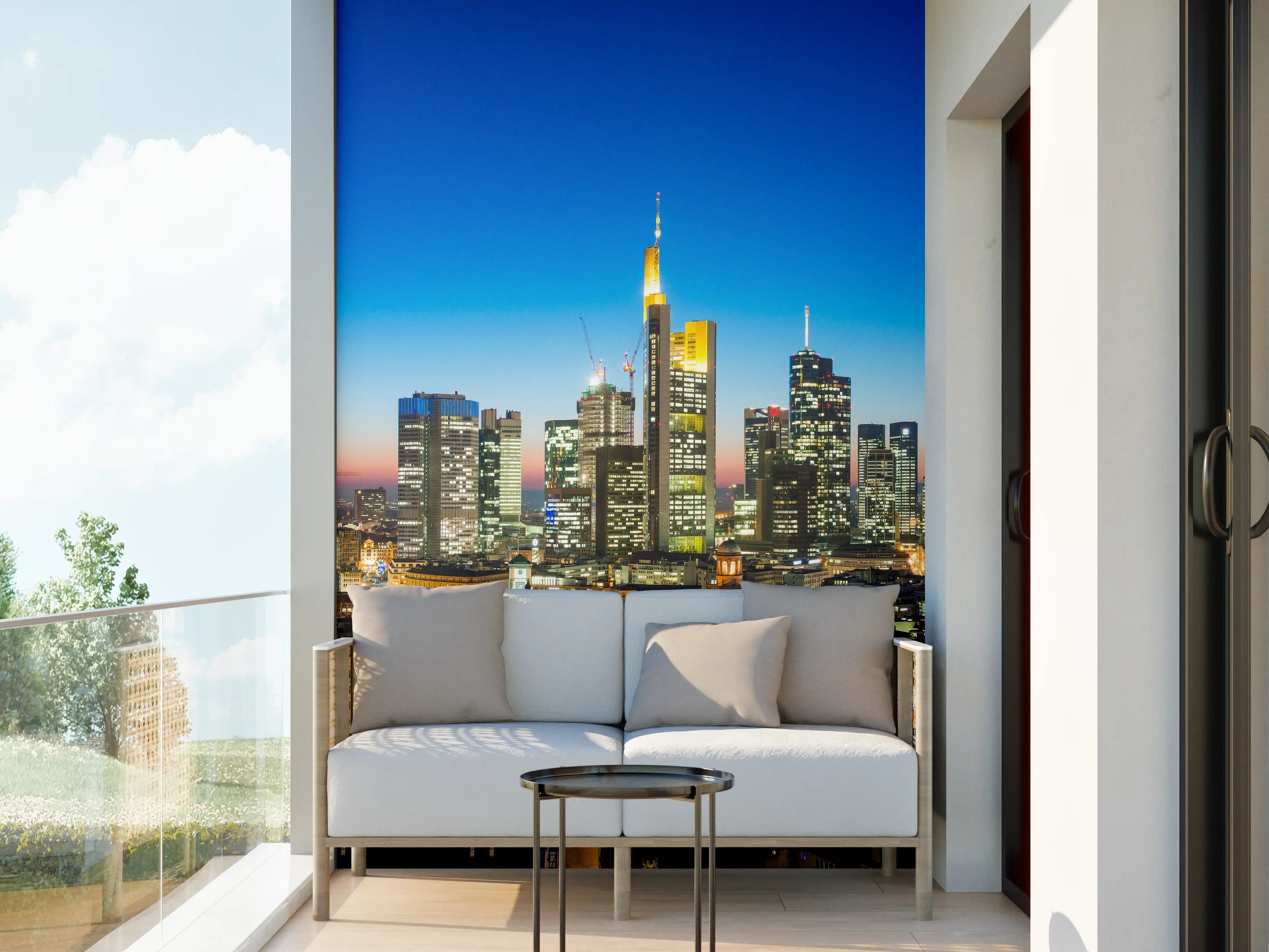 Wandverkleidung außen - Blaue Skyline bei Abenddämmerung