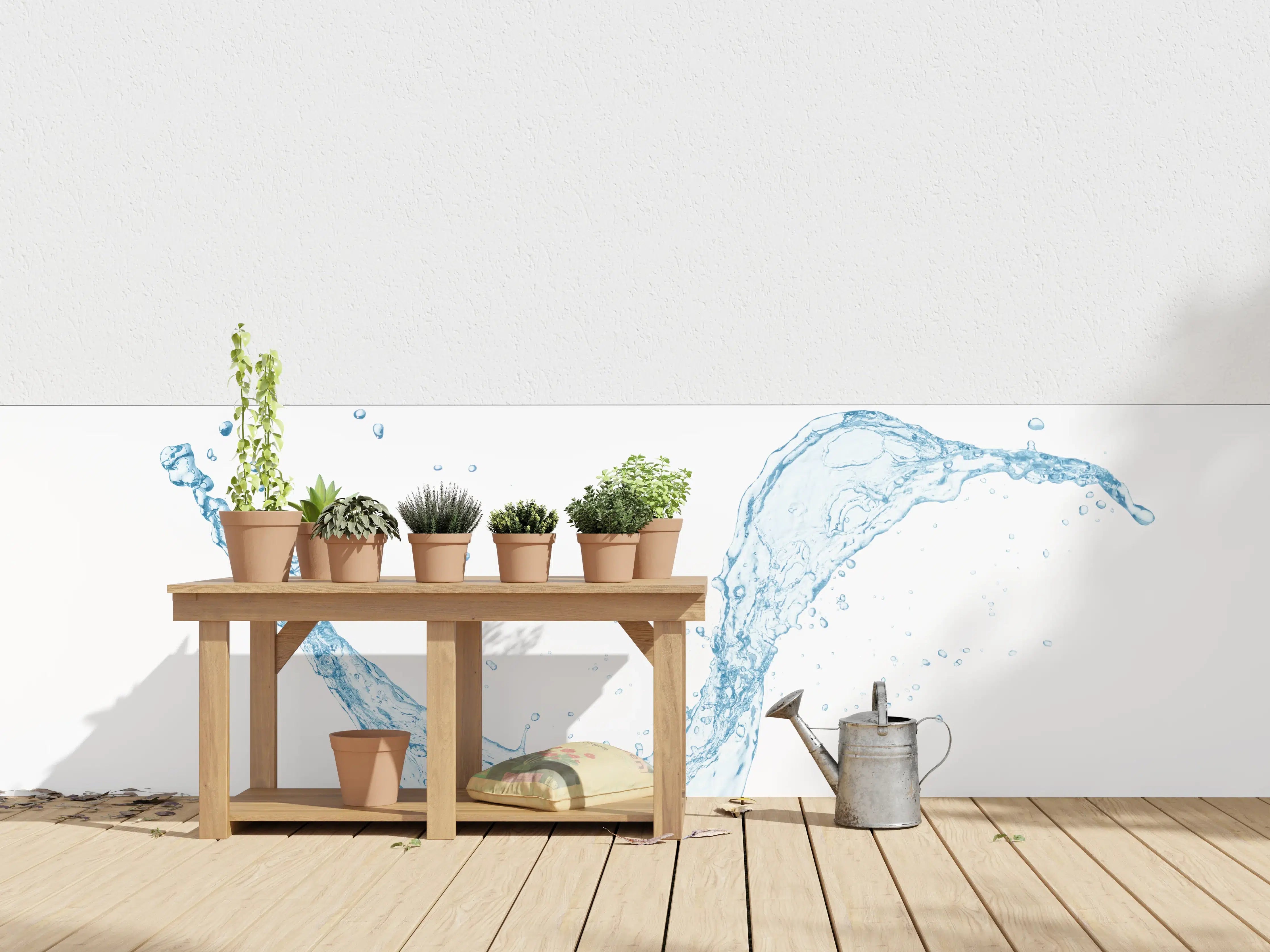 Wandverkleidung außen - Blauer Wasserspritzer Isoliert
