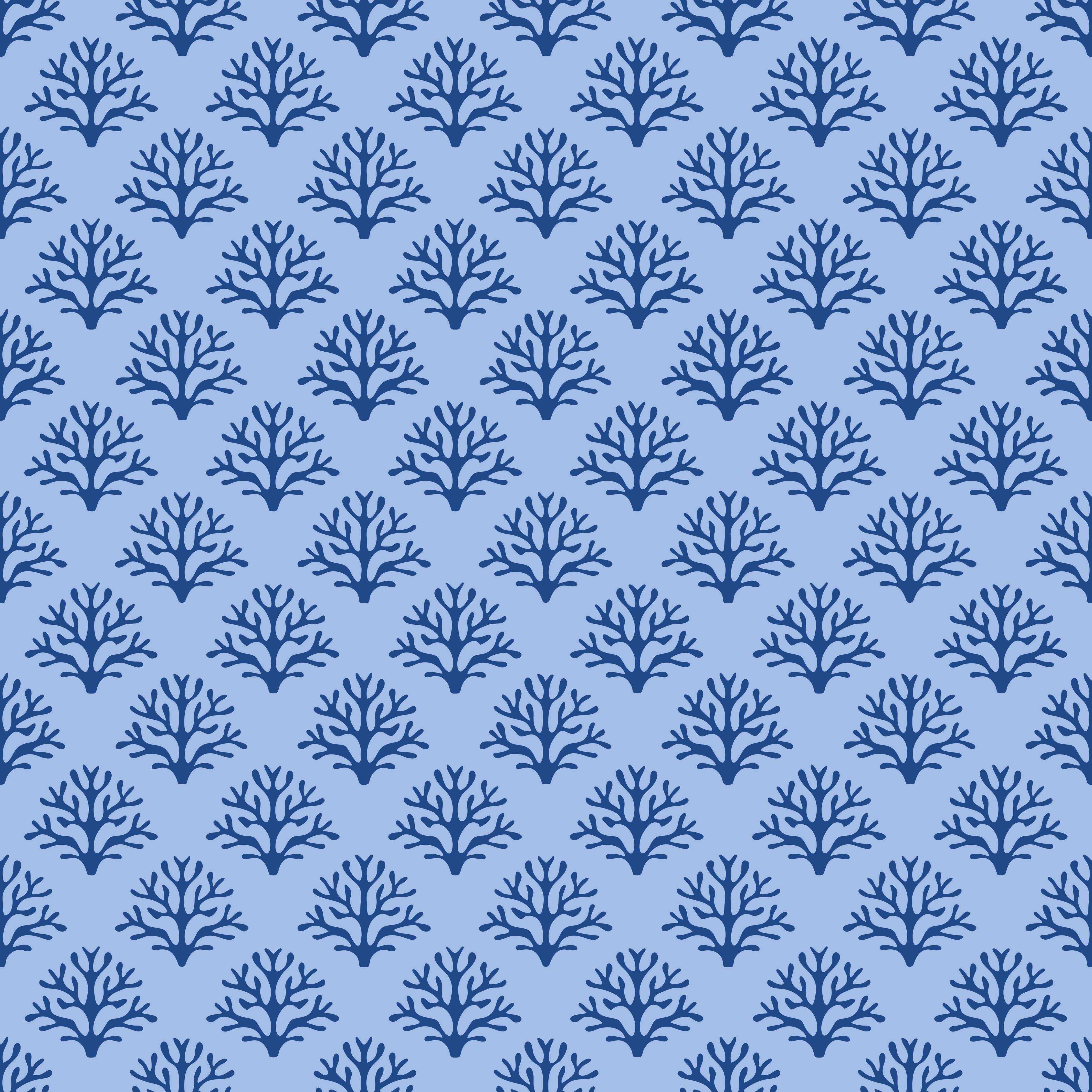 Wandverkleidung außen-Blaues Korallenmuster Tapete