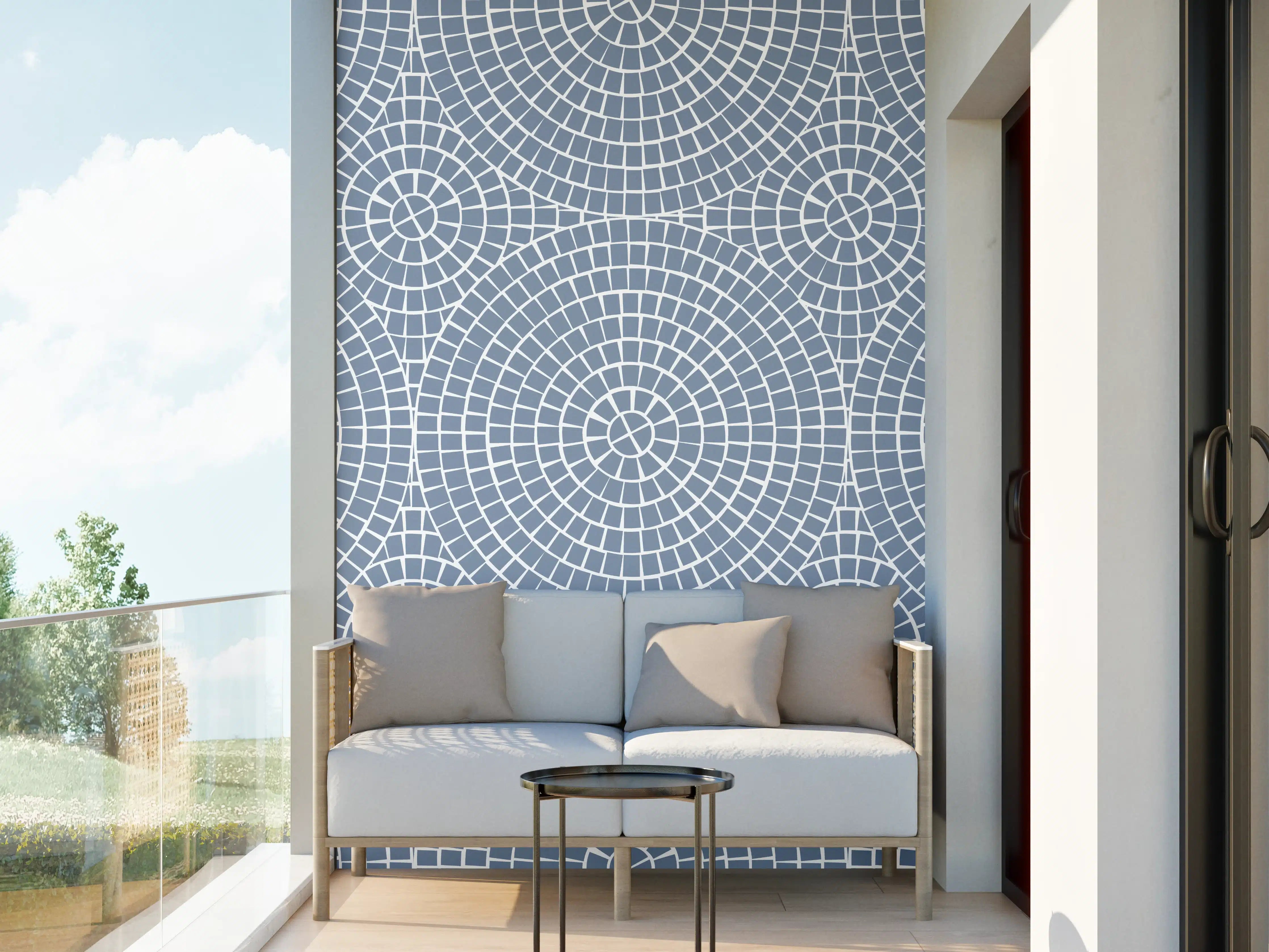 Wandverkleidung außen - Blaues Mosaik-Design