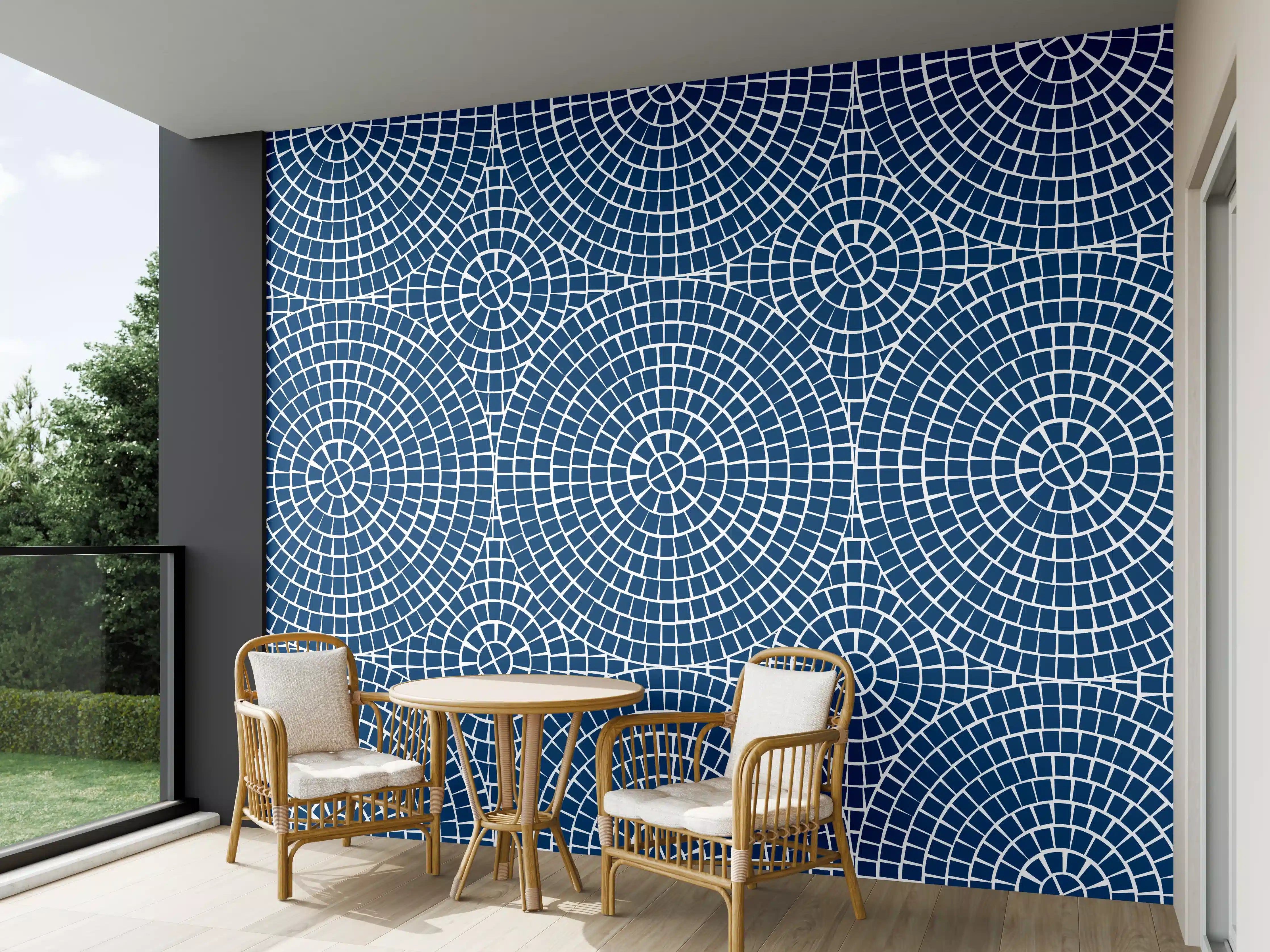 Wandverkleidung außen - Blaues Mosaik mit moderner Atmosphäre