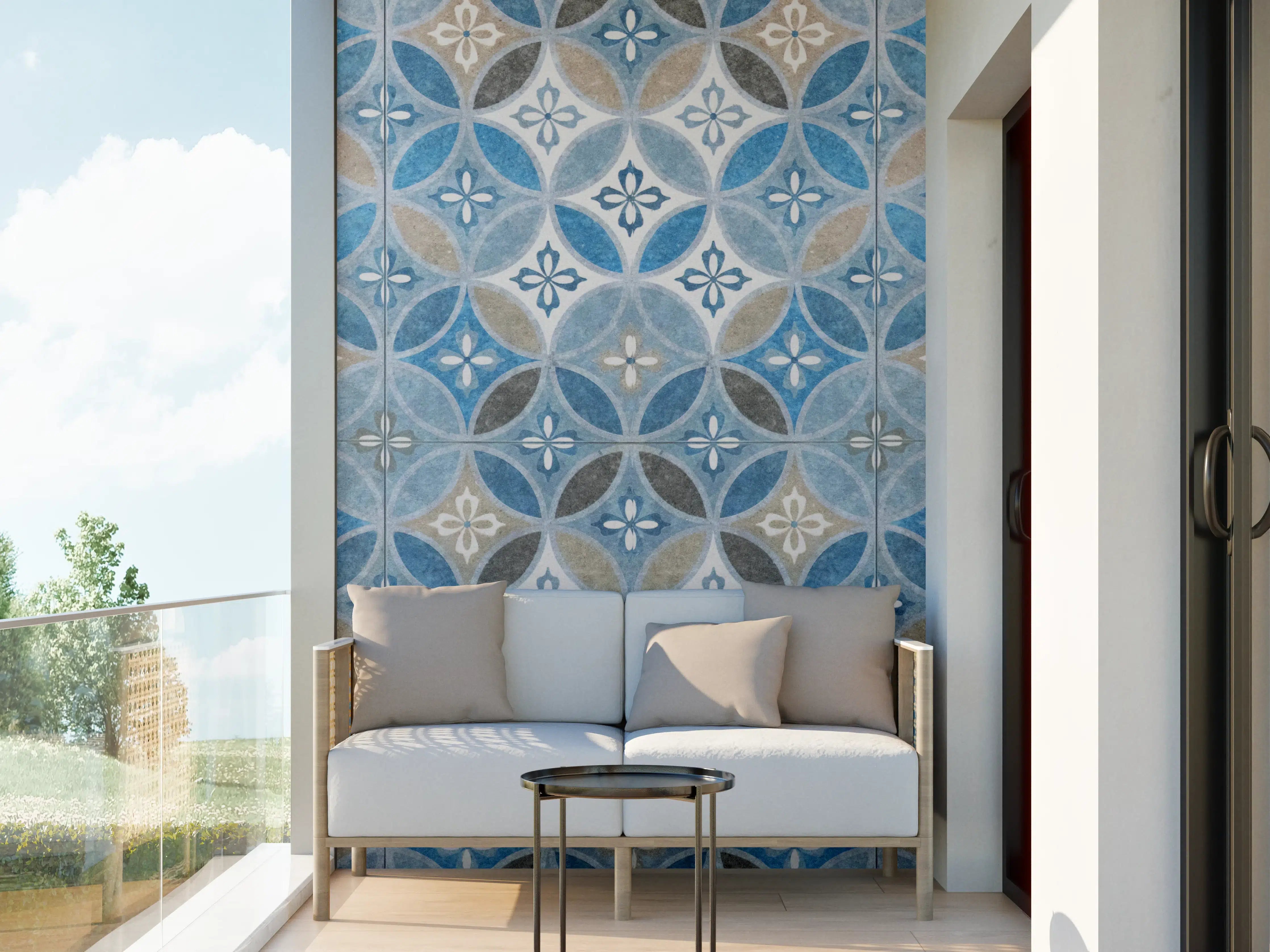 Wandverkleidung außen - Blaues Vintage Mosaik