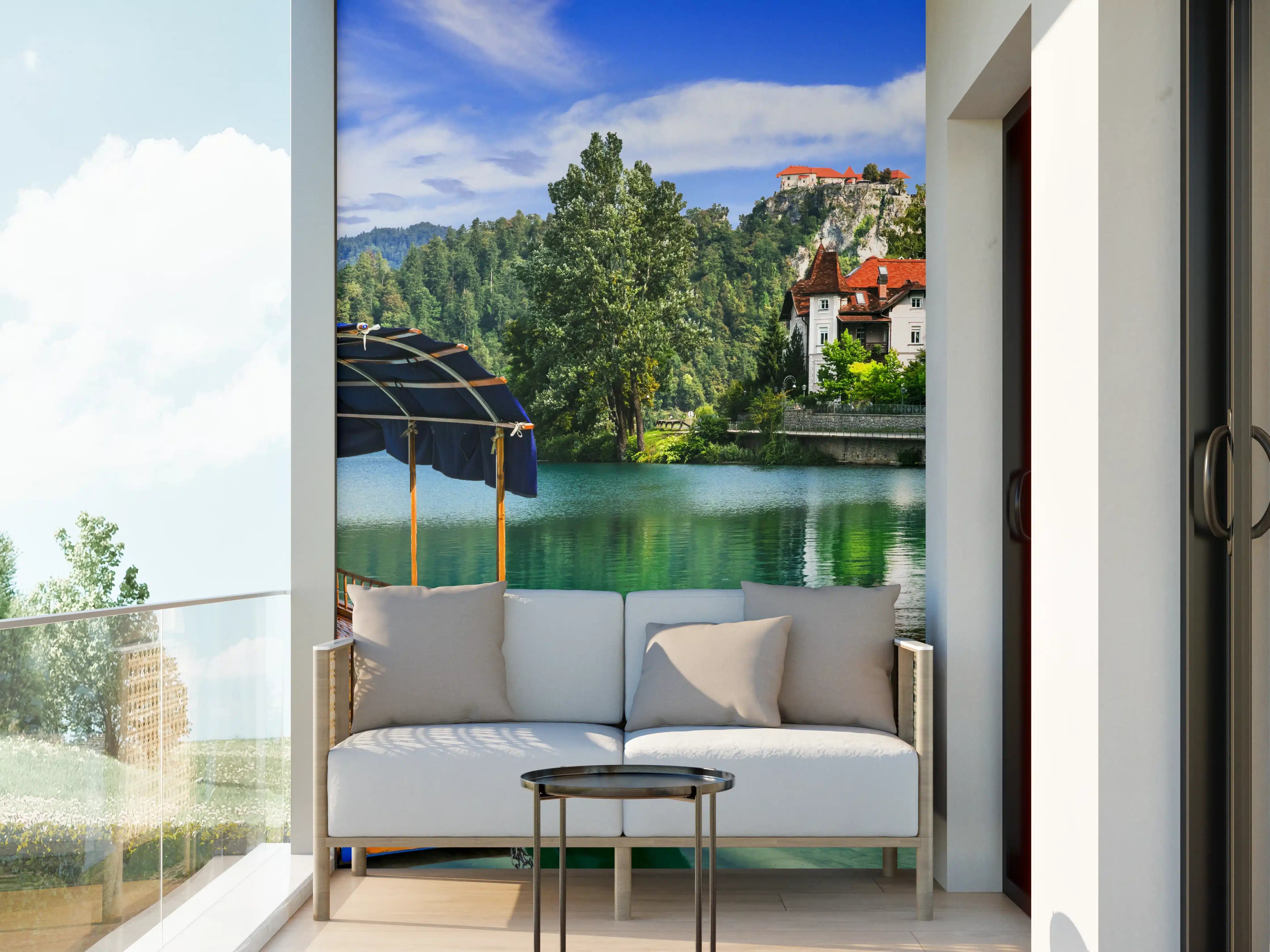 Wandverkleidung außen - Bled See mit Holzboot