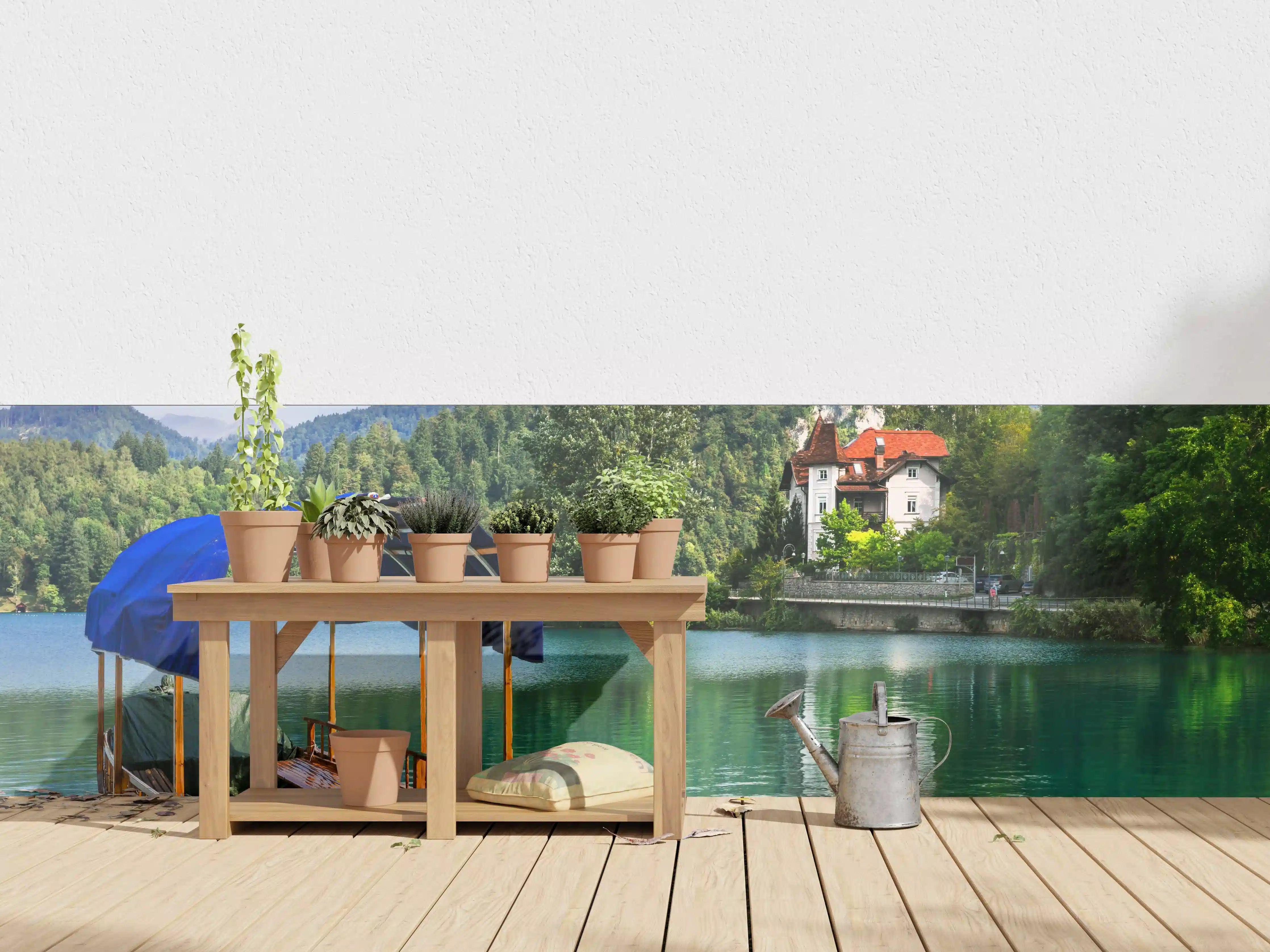 Wandverkleidung außen - Bled See mit Holzboot