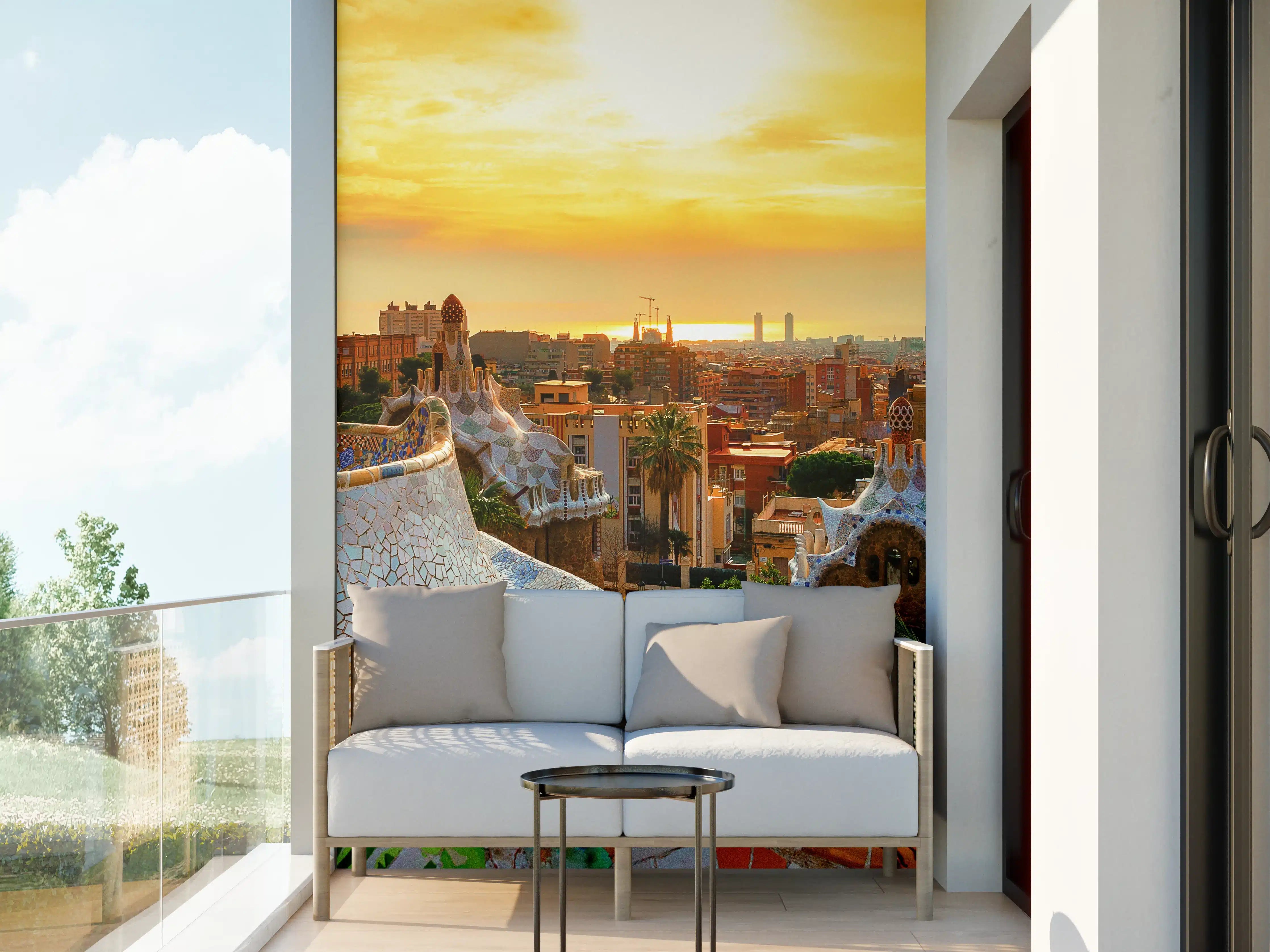 Wandverkleidung außen - Blick auf Barcelona vom Park Guell