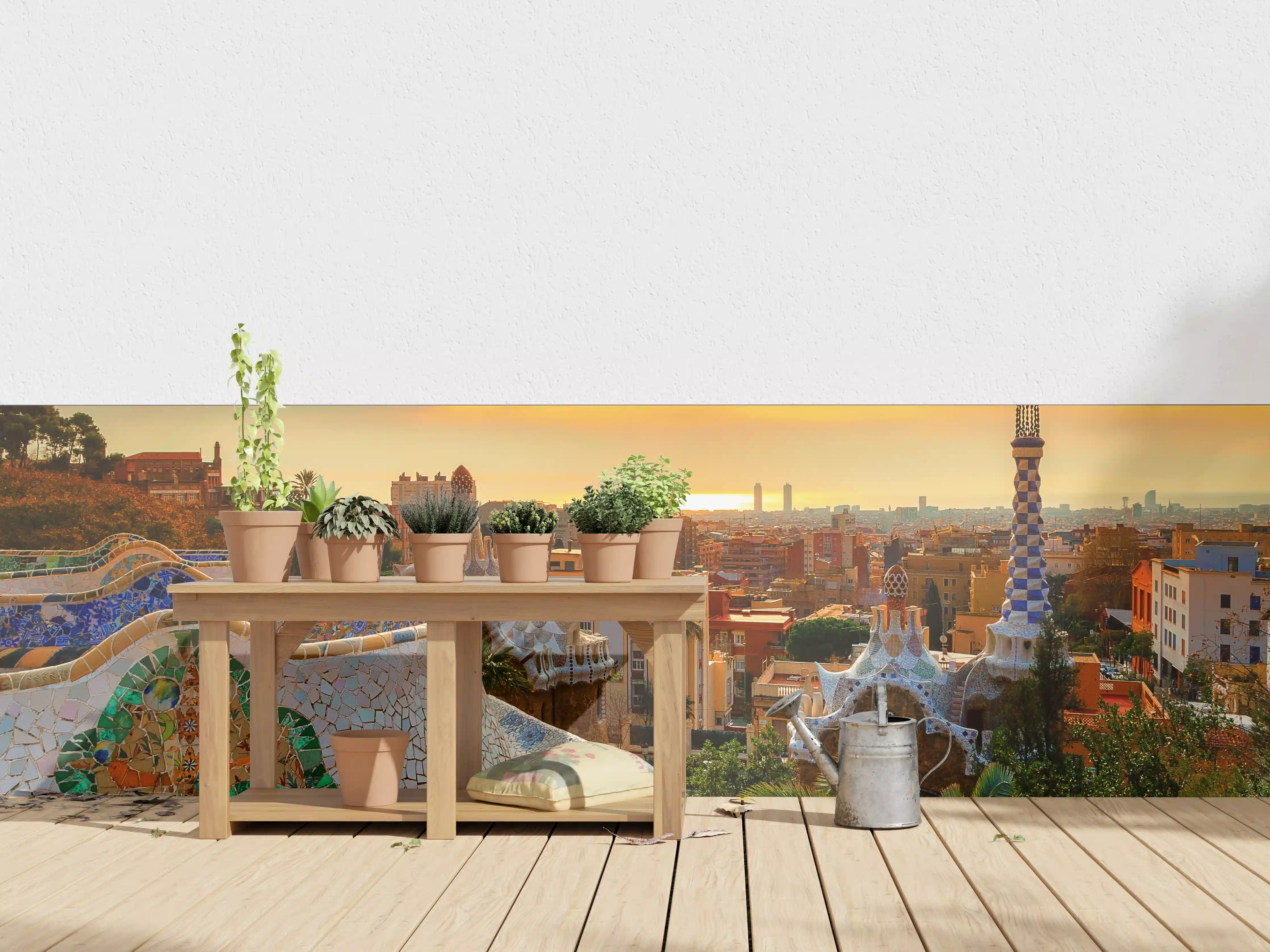 Wandverkleidung außen - Blick auf Barcelona vom Park Guell