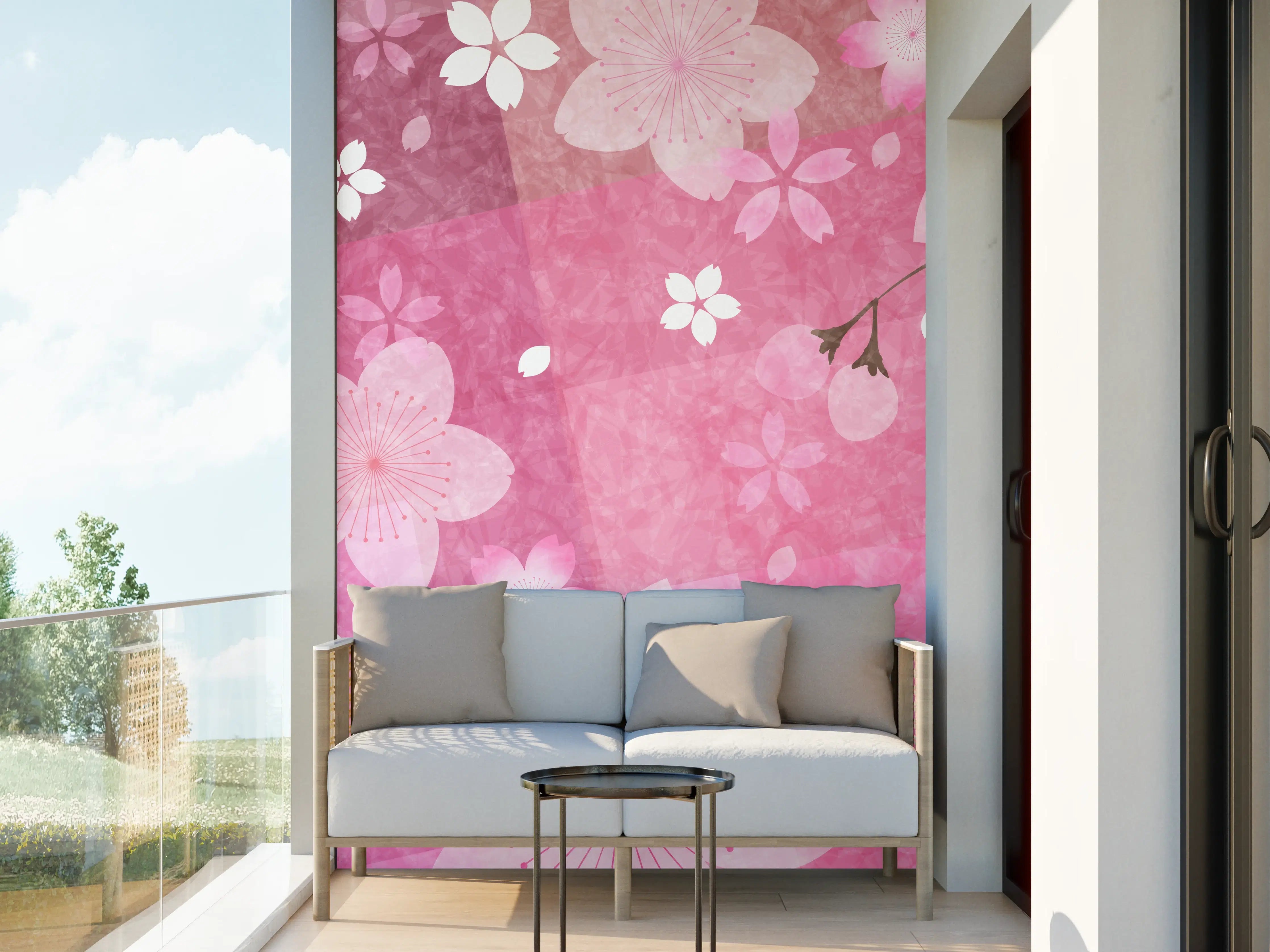 Wandverkleidung außen - Blühendes Sakura-Muster Rosa
