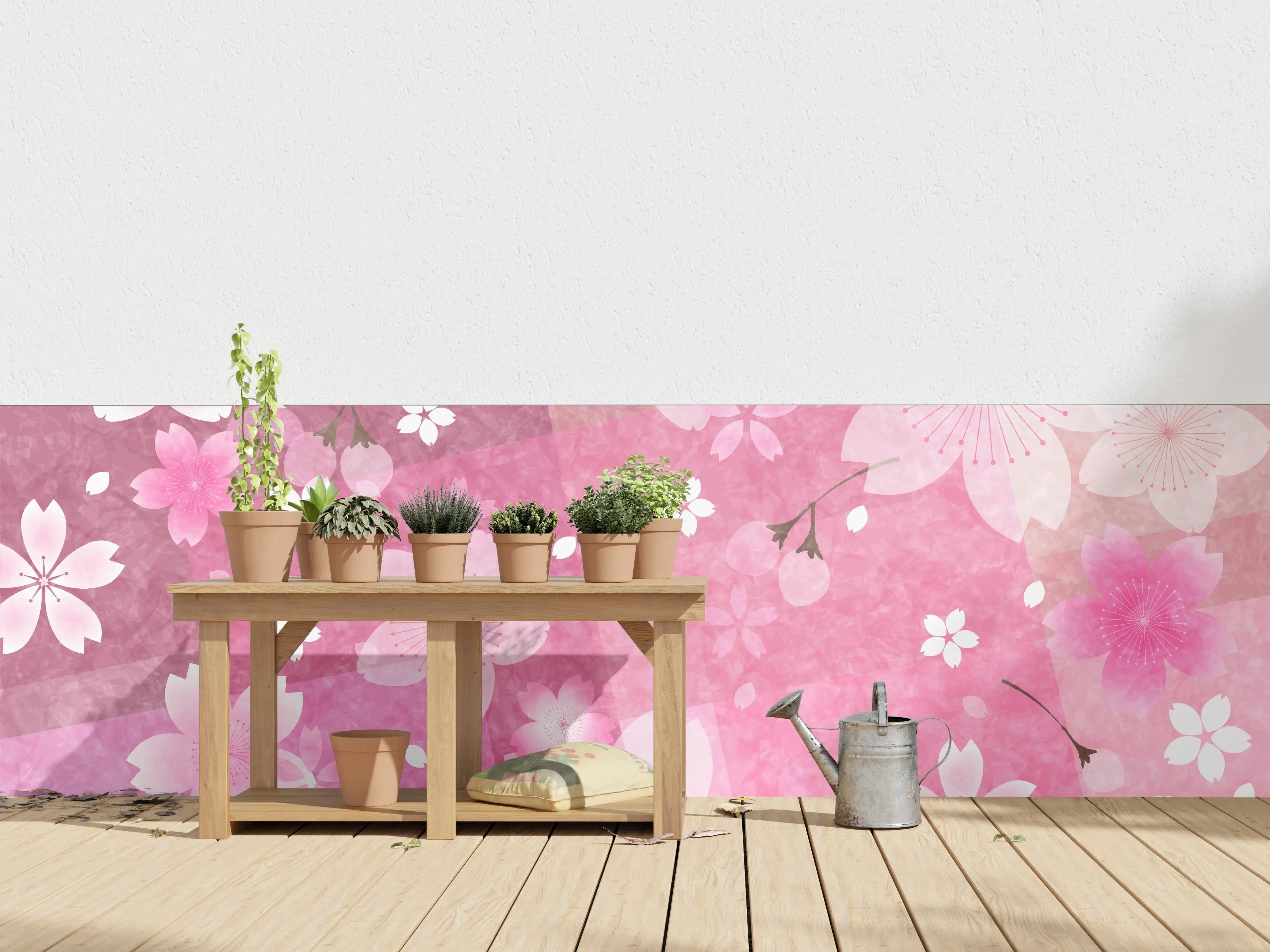 Wandverkleidung außen - Blühendes Sakura-Muster Rosa