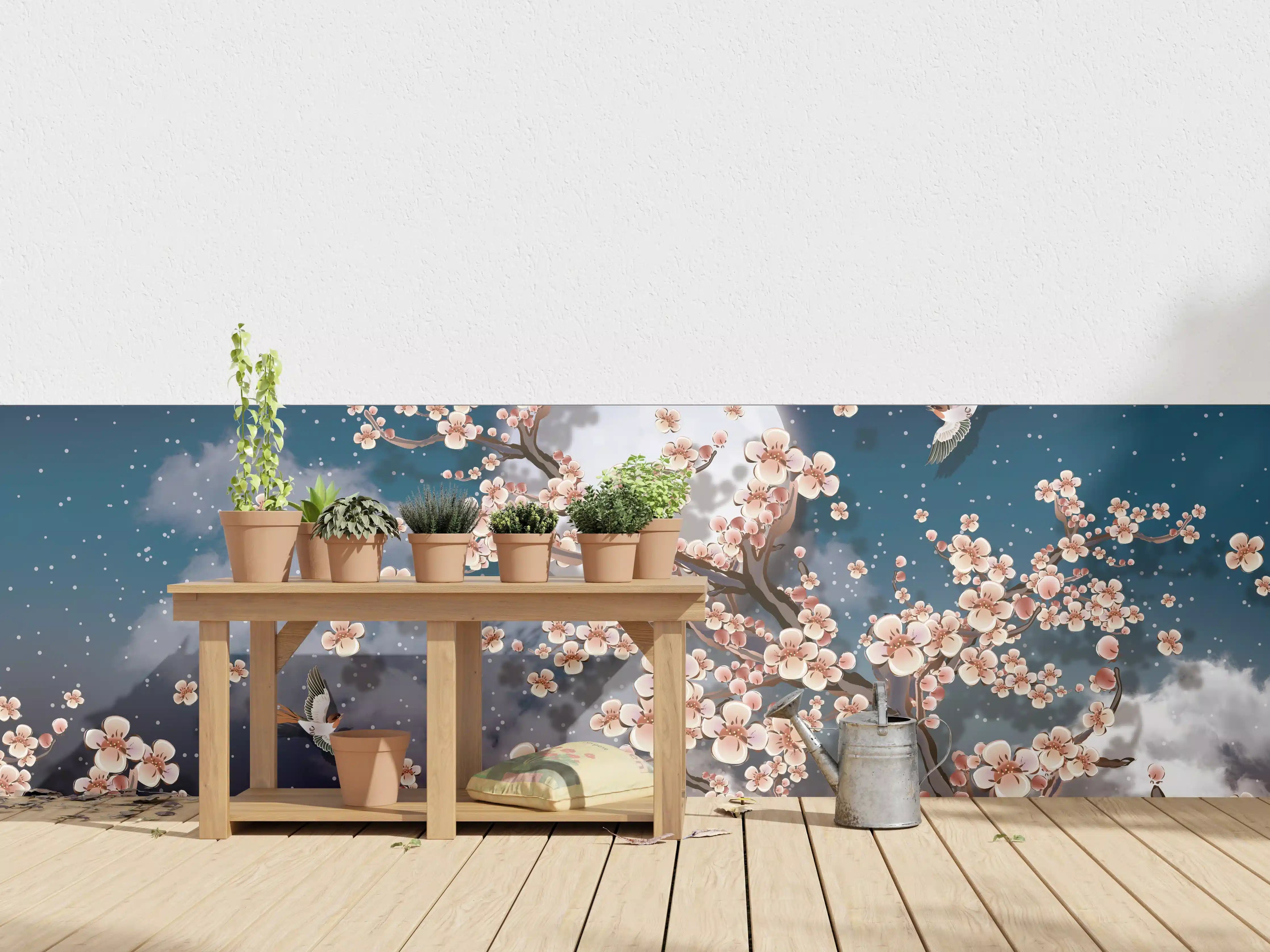 Wandverkleidung außen - Blumen und Vögel - Floral