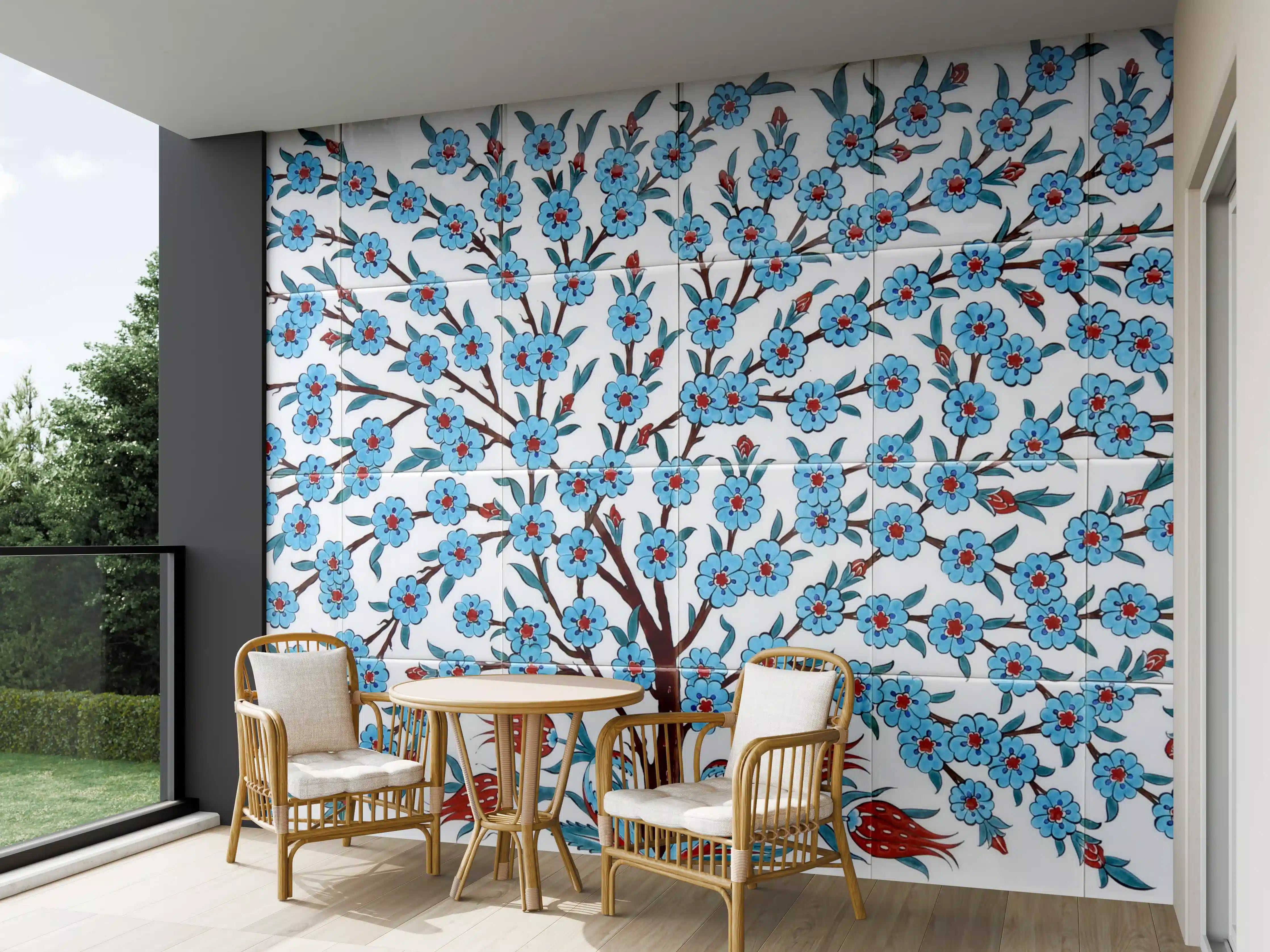 Wandverkleidung außen - Blumenbaum im Blauen Himmel