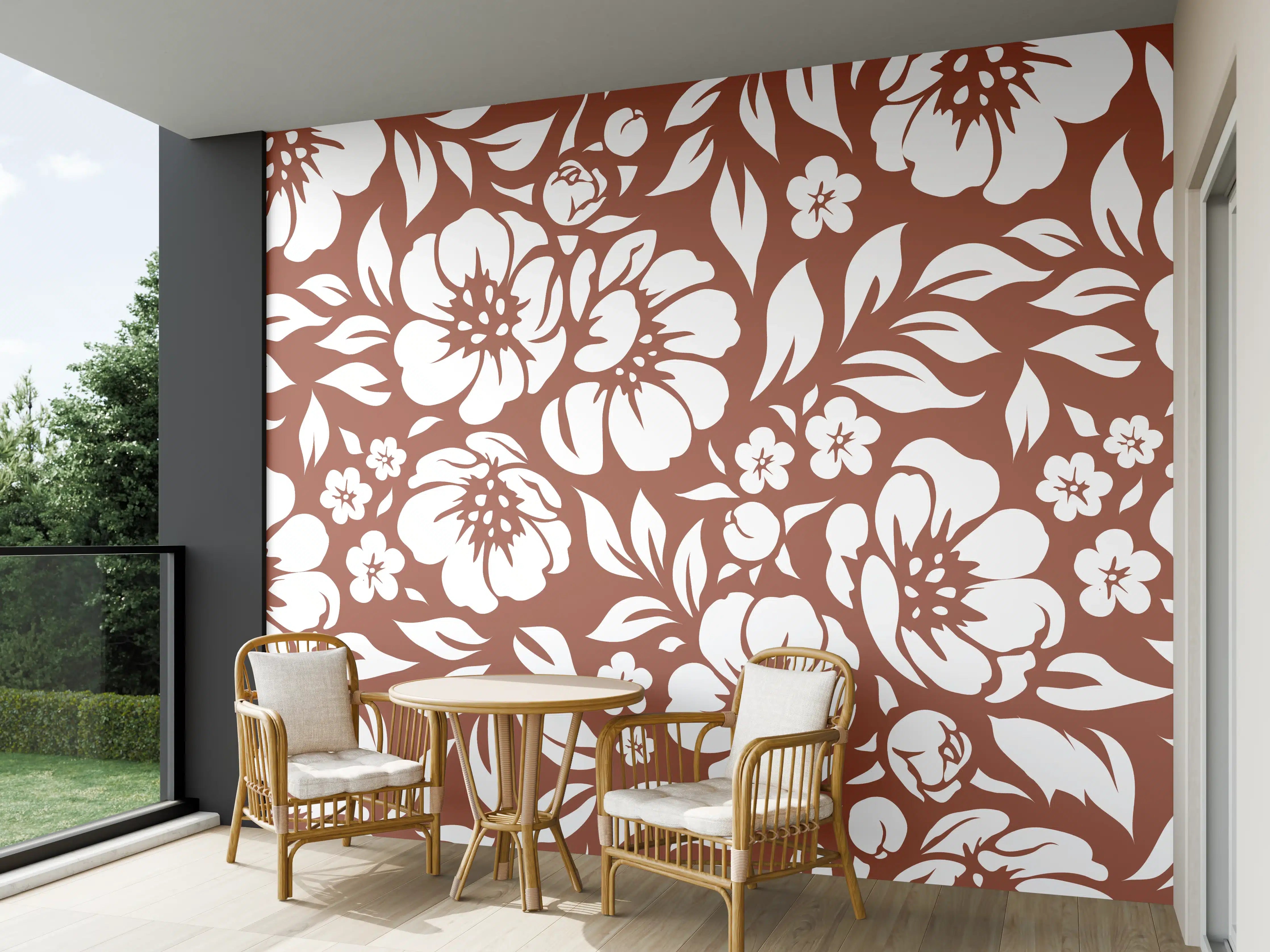 Wandverkleidung außen - Blumenmuster in Braun und zarten Grautönen